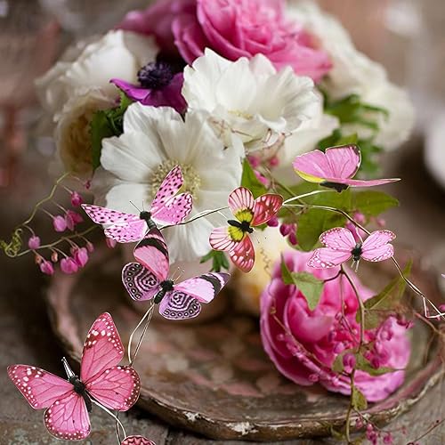 Miniatura 4 de Guirnalda de mariposa artificial, enredaderas decorativas de mariposa falsas, decoración colgante de mariposa única en 3D para pared del hogar,