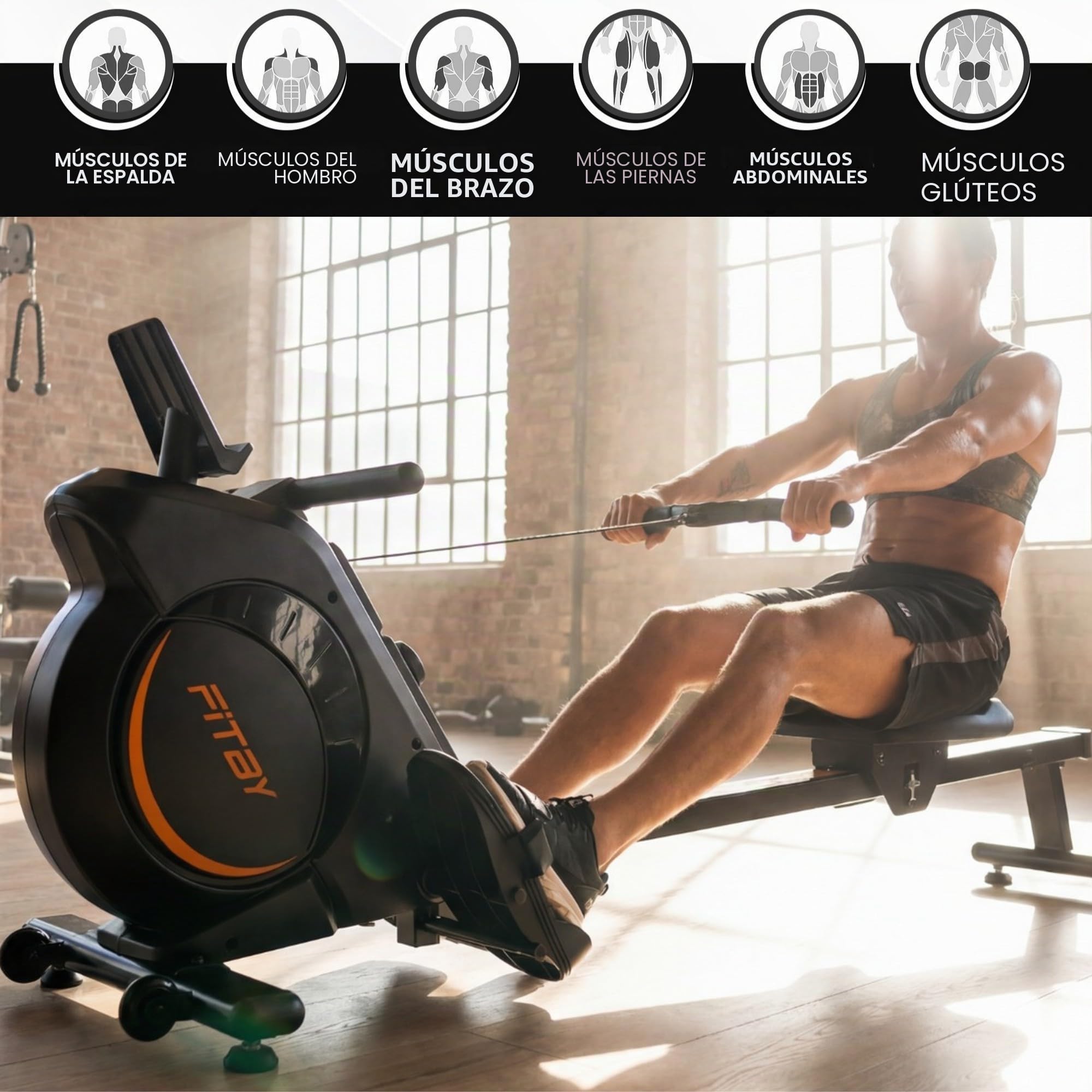 Máquina De Remo Magnética para Gimnasio Doméstico - Equipo De Entrenamiento Plegable con Capacidad para 159 Kg Y Monitor LCD | 16 Niveles Ajustables para Cardio - Negro