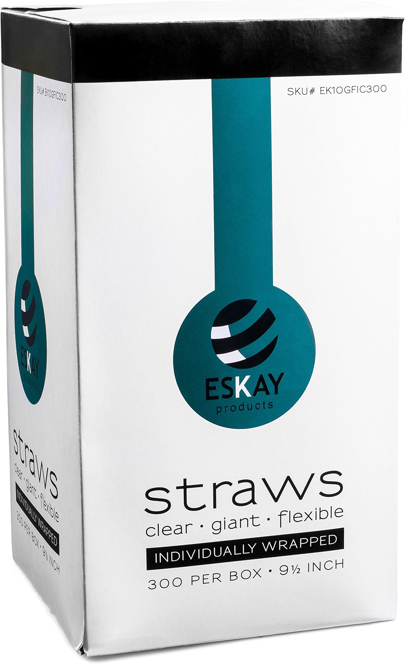 Eskay, Flexible Plastic X-Long Smoothie Straws, Great for Milkshakes, Slushies, 300/box, Clear Straws, Individually Wrapped, Food-Safe BPA-Free Plastic, 9-1/2 Inches Long, Over 10 Inches Stretched