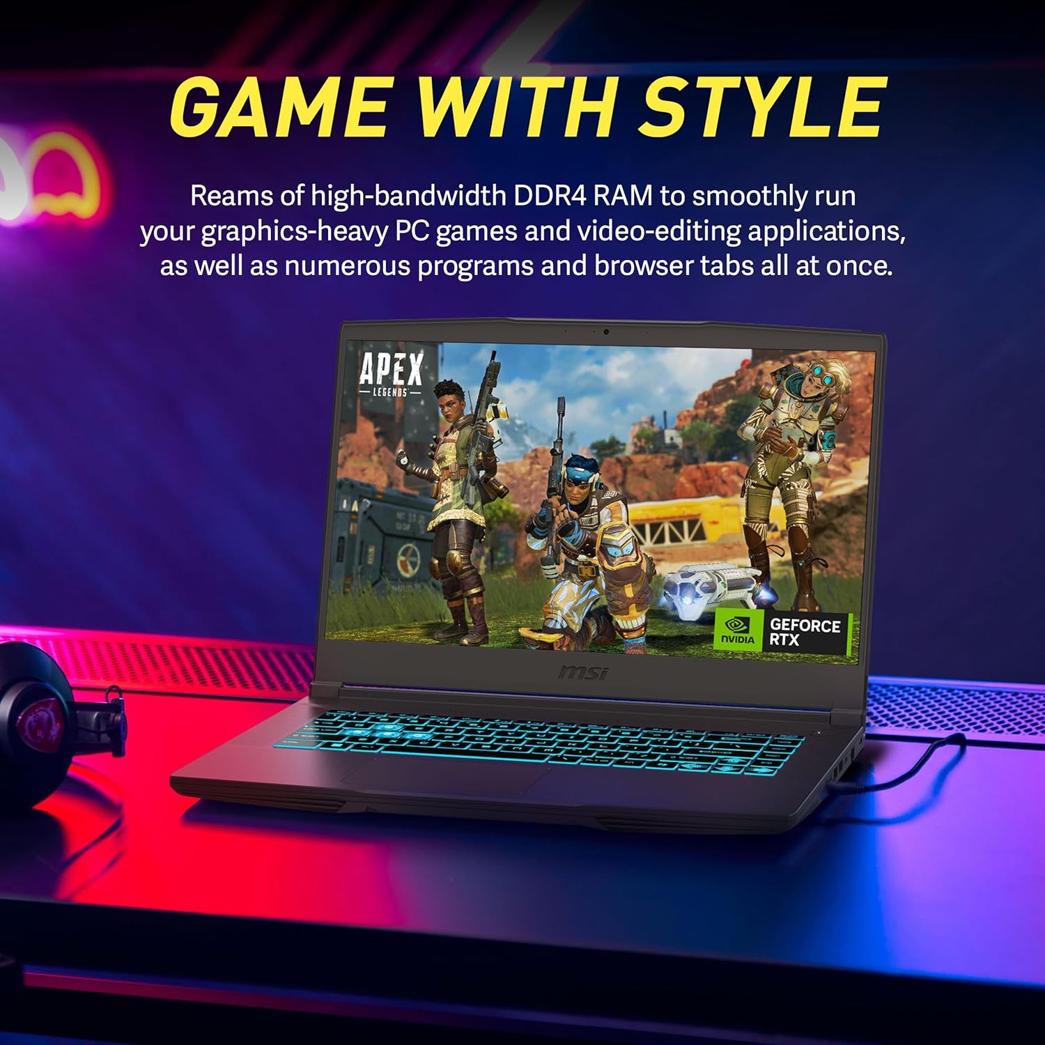 MSI Thin15 15.6” FHD 144Hz Gaming Laptop, Intel i5-12450H, 32GB RAM, 1TB PCIe SSD, NVIDIA GeForce RTX 2050, Backlit Keyboard, WiFi 6, Win 11 Home, Black, 256GB Docking Station Set - Image 8