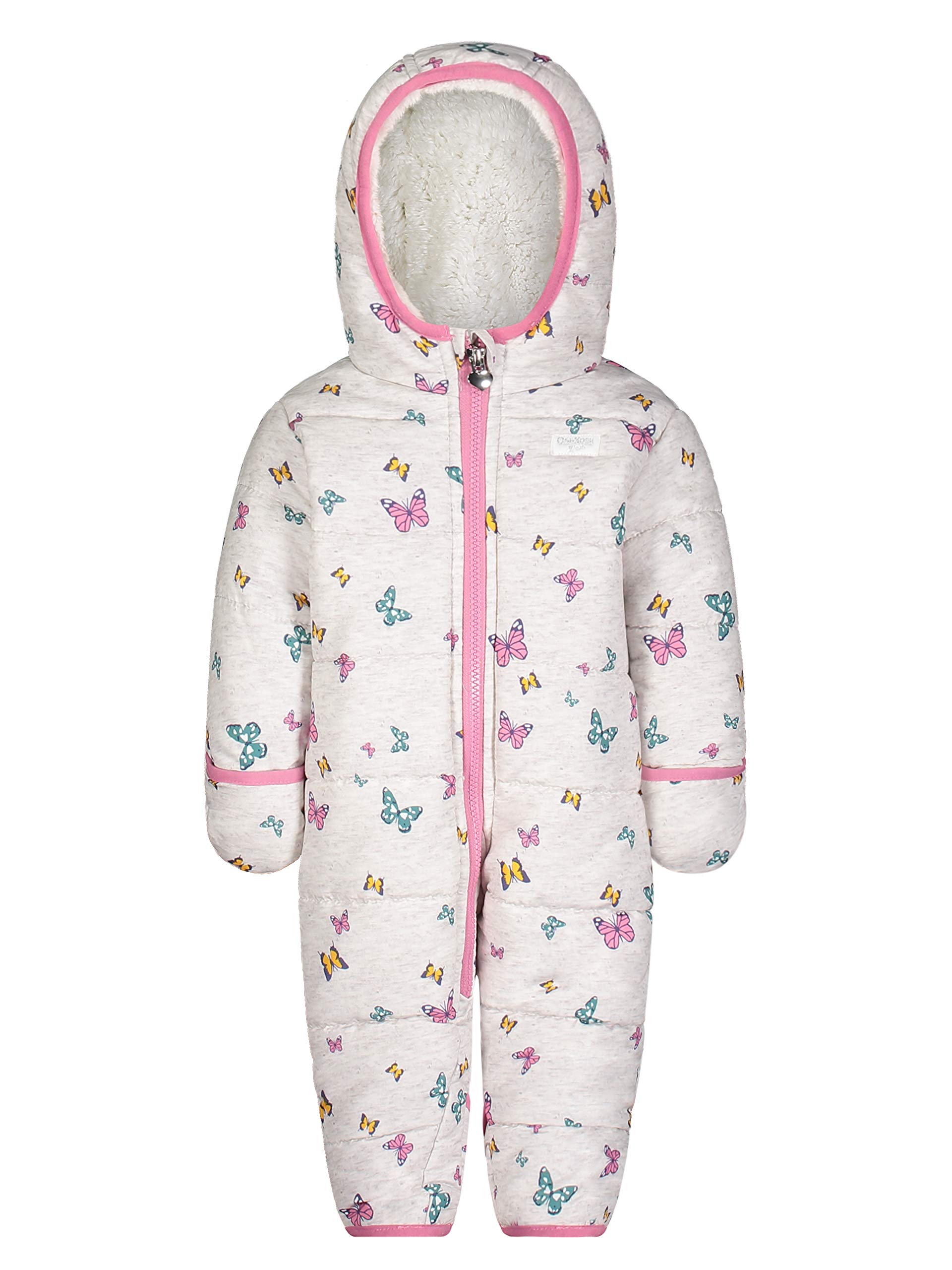 Oshkosh B'gosh Women's White/Butterflies Baby-Girls Pram Suit With Cozy Lining, 6-9 Months