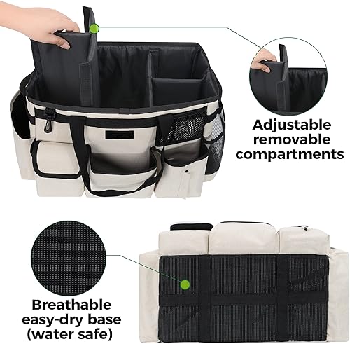 Miniatura 6 de Organizador de limpieza con asa, bolsa grande para suministros de limpieza de casa y baño, 15 x 8 x 10.5 pulgadas, organizador de suministros de