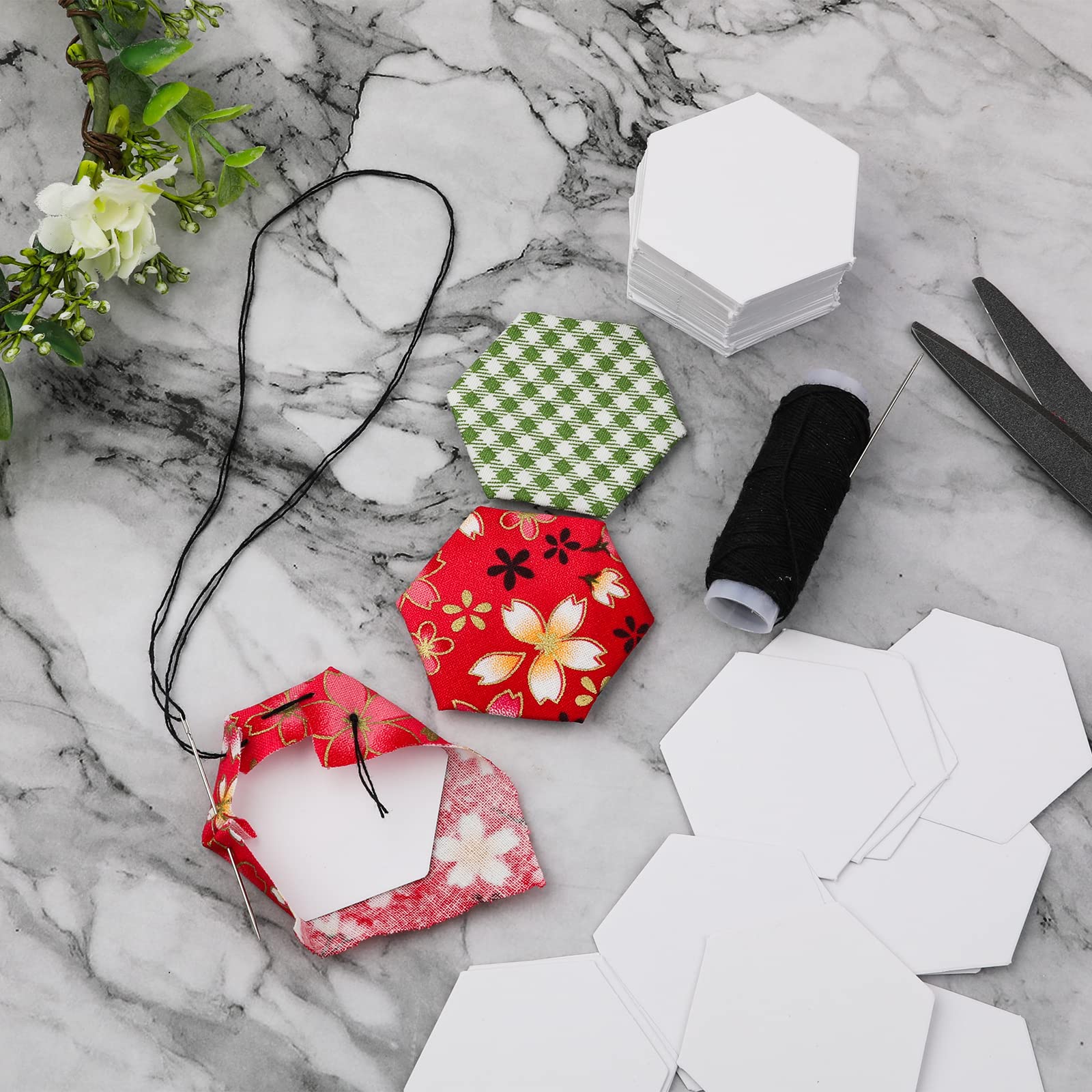 300St Hexagon Paper Piecing Schablonen - 4 cm English Paper Piecing Vorlagen zum Quilten Nähen Bastelideen DIY zum Spleißen von Patchwork (Weiß)