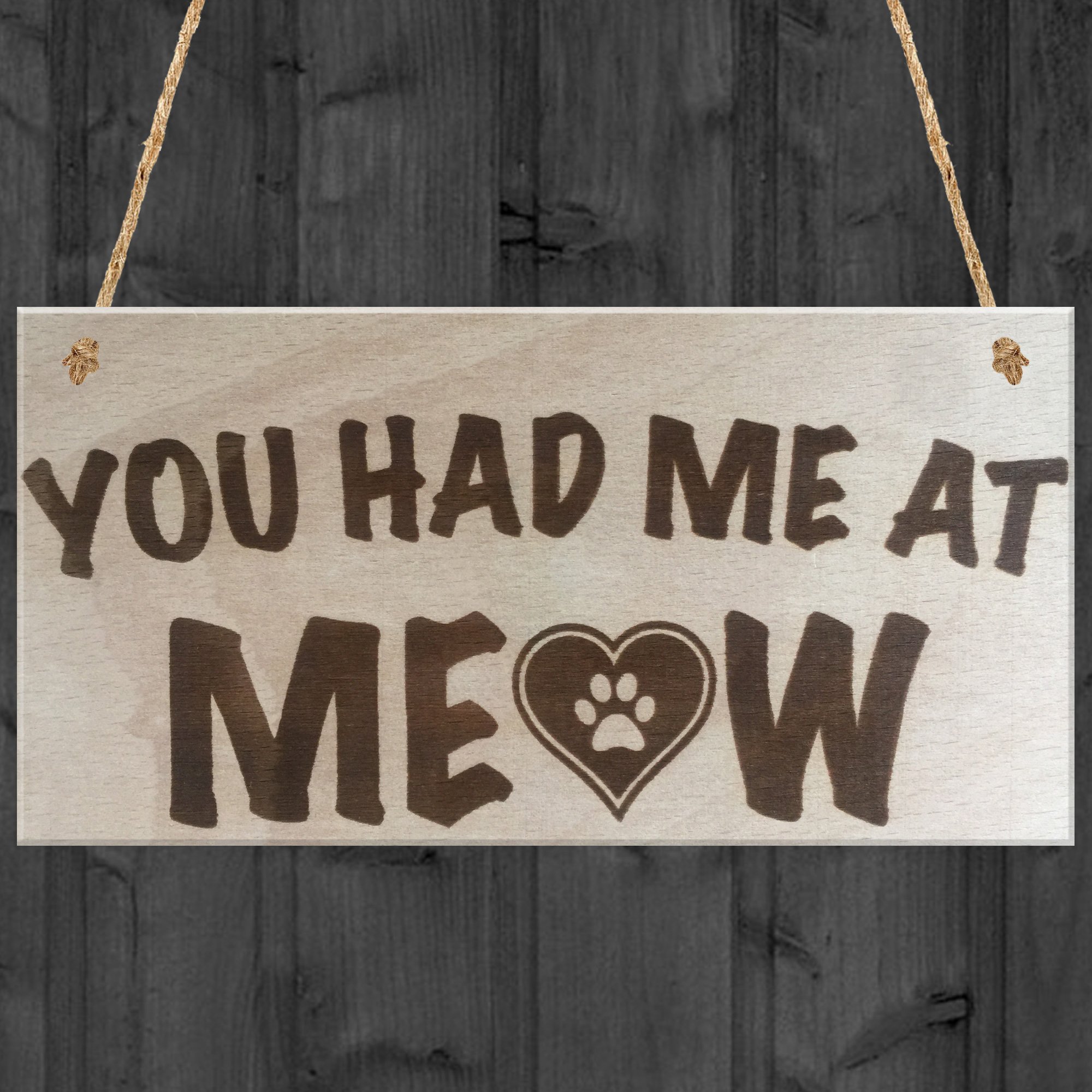 Red Ocean You Had Me At Meow Novelty Wooden Hanging Plaque Cat Lovers Gift Wood Cats Sign