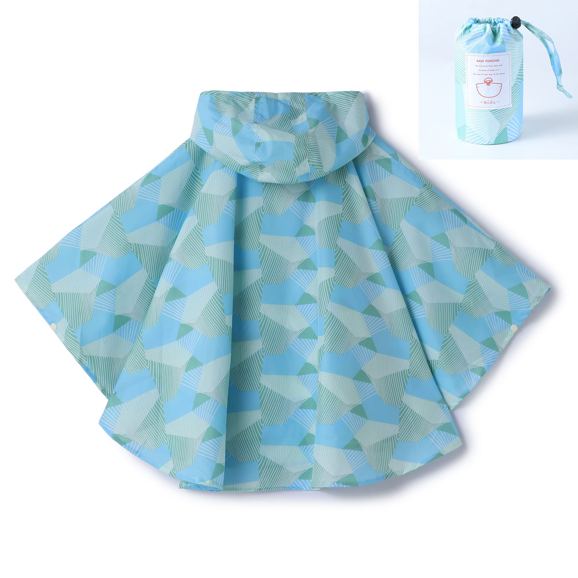 QIKADO Poncho Antipioggia Bambino, Poncho Pioggia Bambina con Cappuccio e Bottoni Portatile