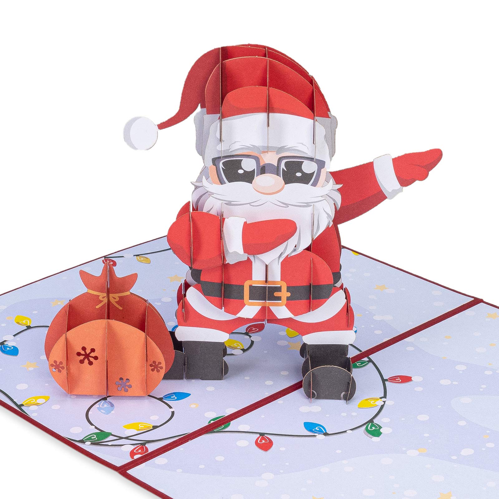 Paper Love Tarjeta de Navidad desplegable 3D, Papá Noel, regalo para Navidad o vacaciones, funda de 5 x 7 pulgadas, incluye sobre y etiqueta de nota extraíble