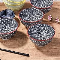 Vista 22 de Japanese Black Rice Bowls Set of 4, Ceramic Asian Bowls Sushi Bowls for Rice, Oats, Soup, Snacks, Desserts