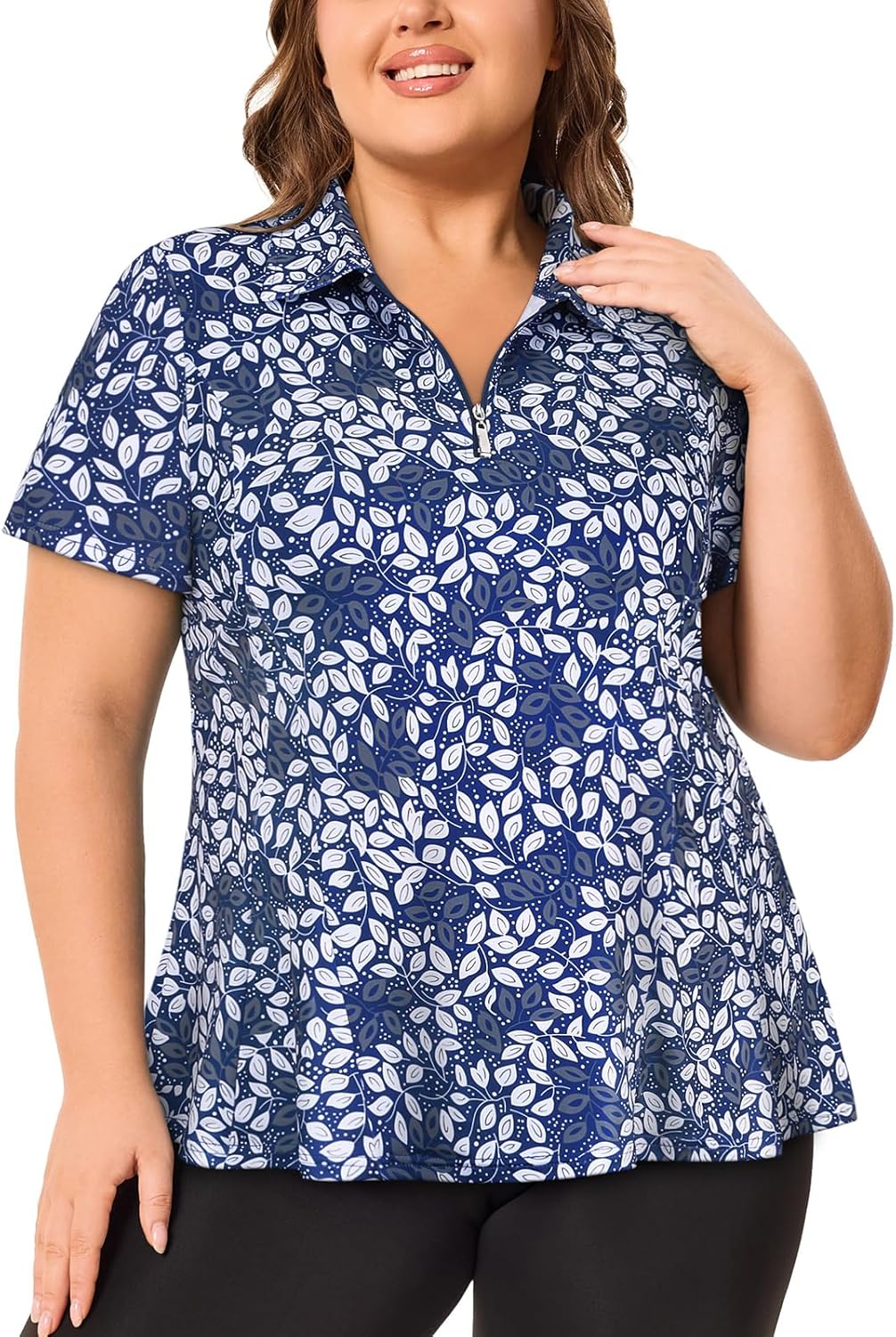 Misyula Style Plus Size Womens Golf Shirt Short Sleeve Quarter Zip Polo Shirts Casual Work Tennis Workout Tops XL-5XL