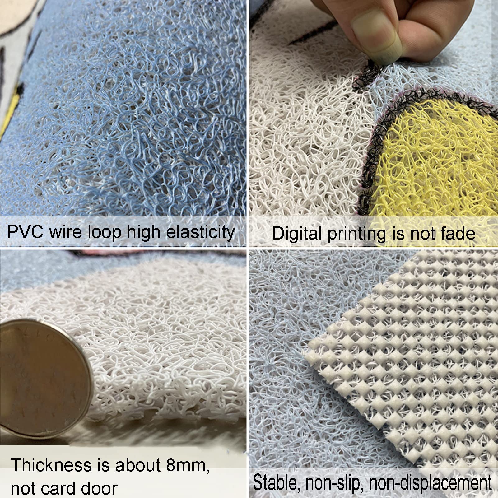 Douchemat, antislip, pvc, luffa, massage, douchemat, badkamermat, sneldrogend, gemakkelijk te reinigen, vierkante badmat, antislip, met afvoergaten