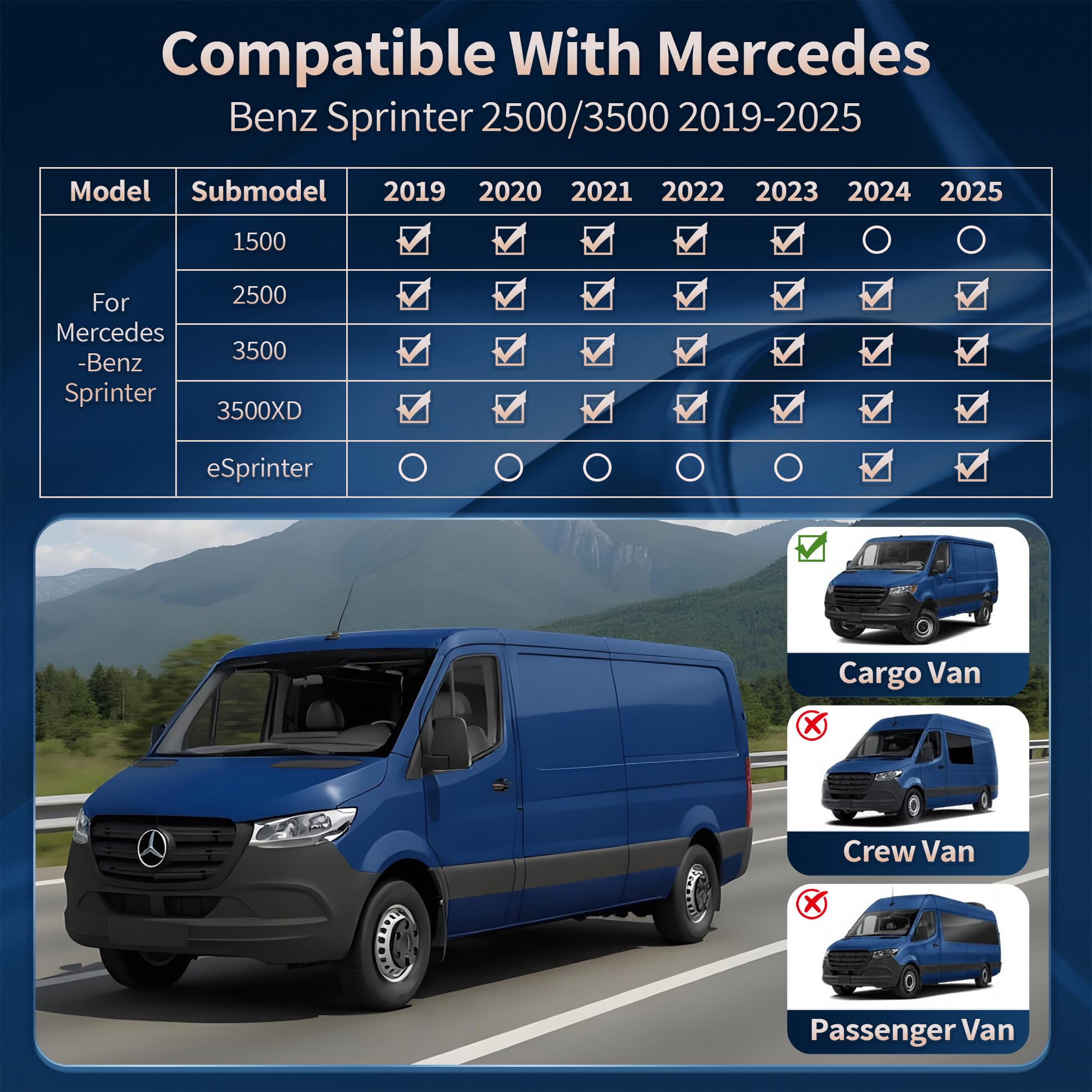 QINQINTU Sprinter Van 2500 3500 2019-2025 2026 Floor Mats Bucket Seats All Weather TPE Floor Liner Mat for — view 6