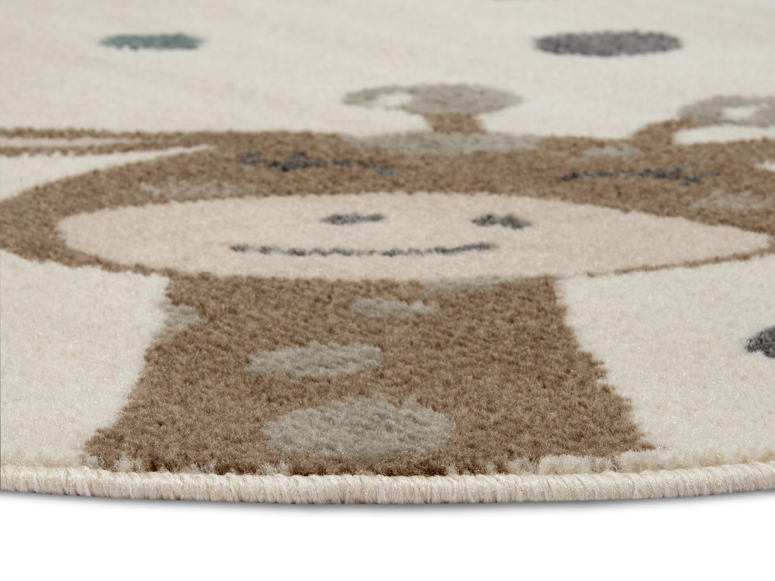 Hanse Home Adventures Kinderteppich Rund - Tiere Muster Löwe Bär Teppich Junge Mädchen für Kinderzimmer, Spielzimmer, Jugendzimmer, Wohnzimmer - Creme Braun Blau, 100cm