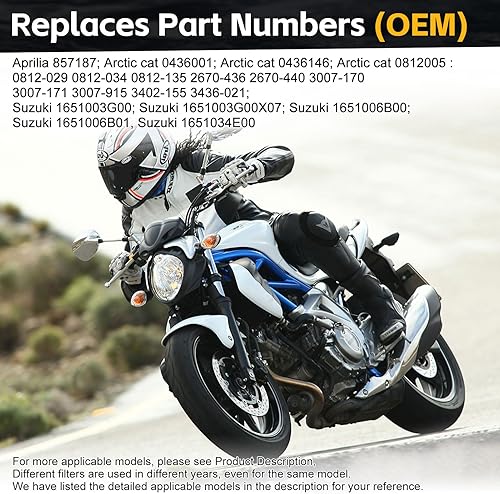 Miniatura 7 de 138 Filtro de aceite de repuesto para Arctic Cat 400 500 450 550 650 700 350, Aprilia RSV4 1000, Suzuki 600 750 Eiger 400 Kymco MXU UXV 450I,