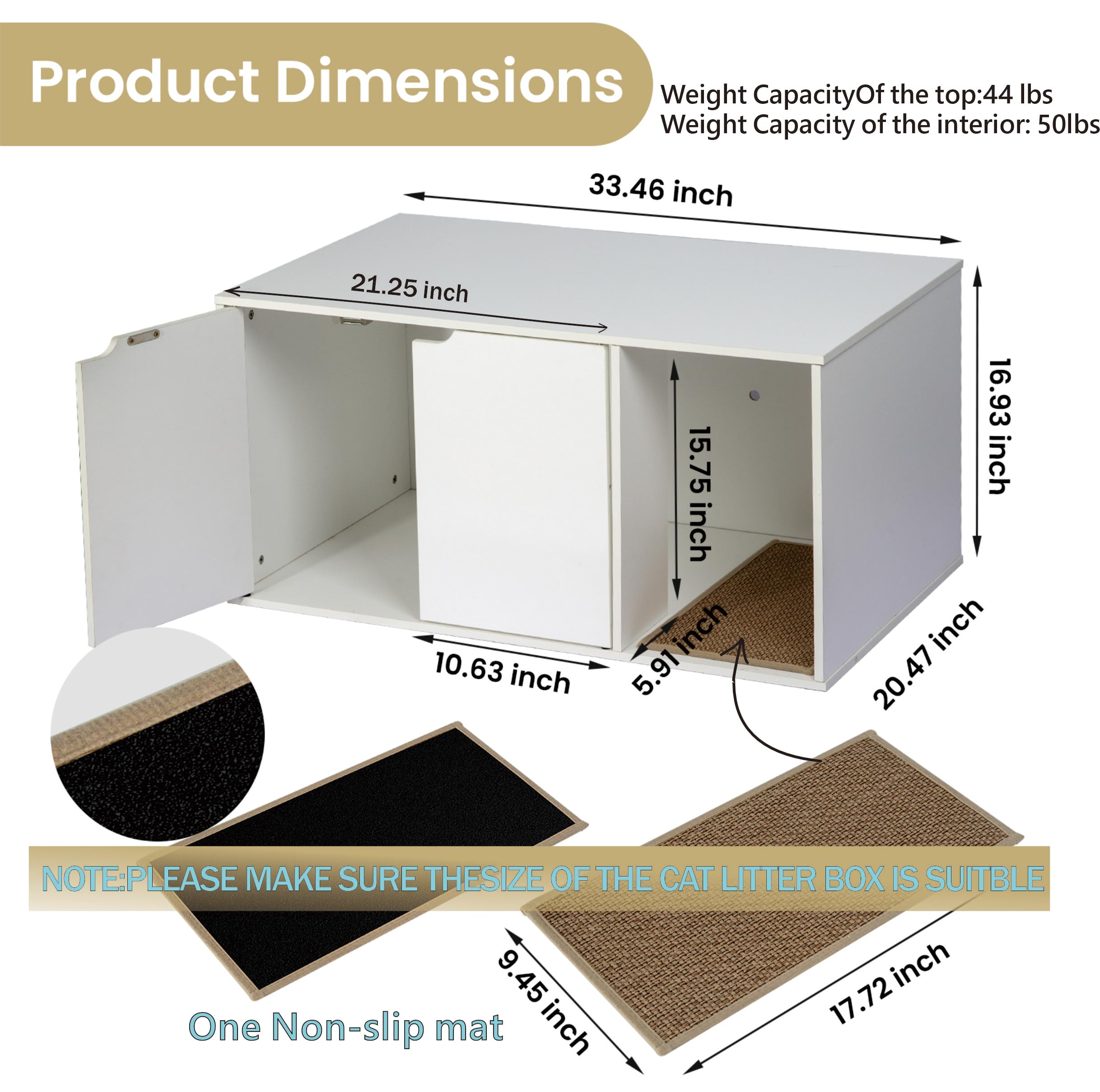 White Cat Litter Box Cabinet - Hidden Litter Box Enclosure with Odor-Proof Ventilation, Multi-Functional Side Table for Living Room, Modern Furniture for Small Spaces - image 2