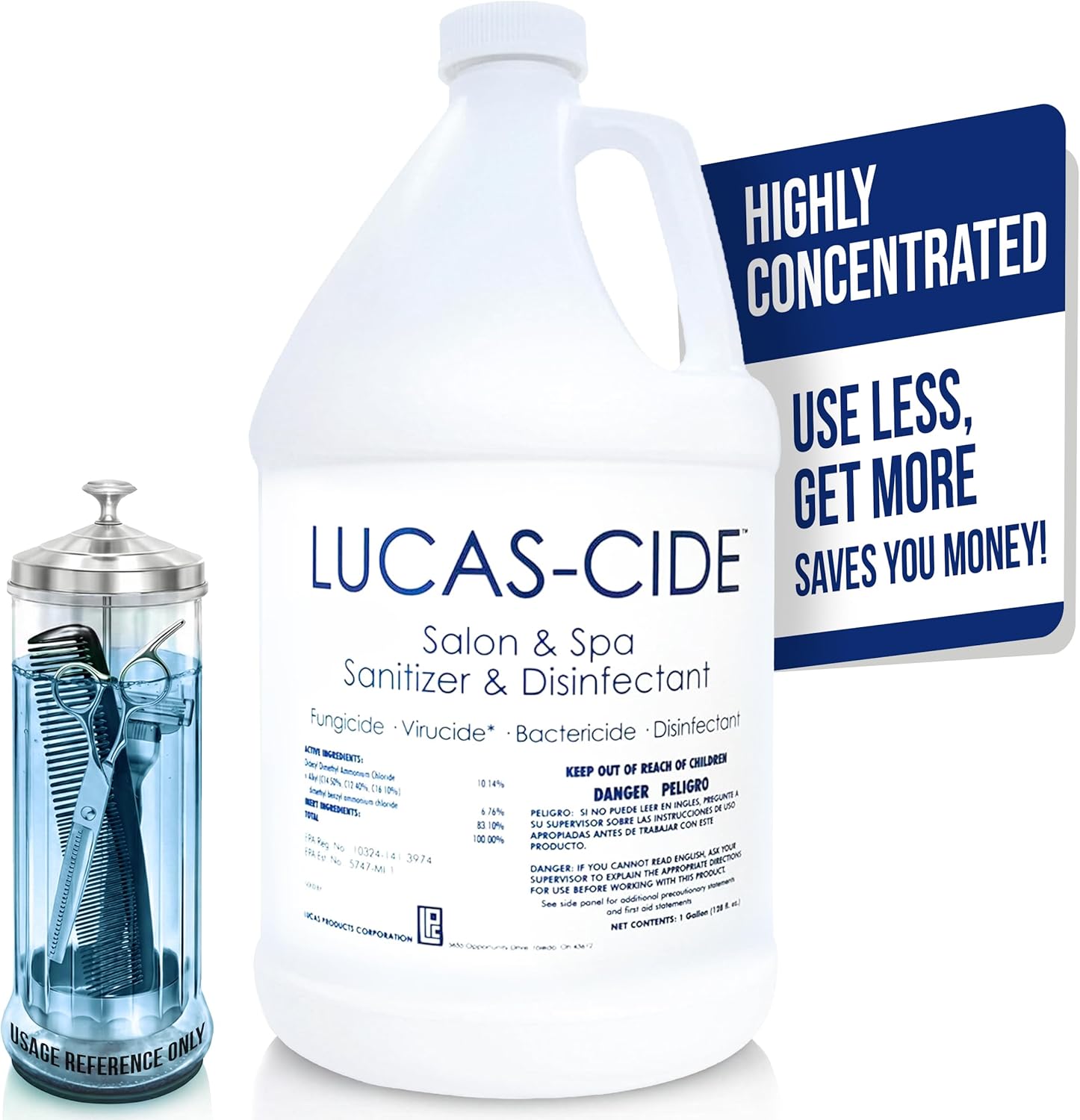 LUCAS-CIDE Salon and Spa Disinfectant Multipurpose Surface Sanitizer, Hospital Grade, EPA Disinfectant Cleaning Supplies Solution 1 Gallon - Pink