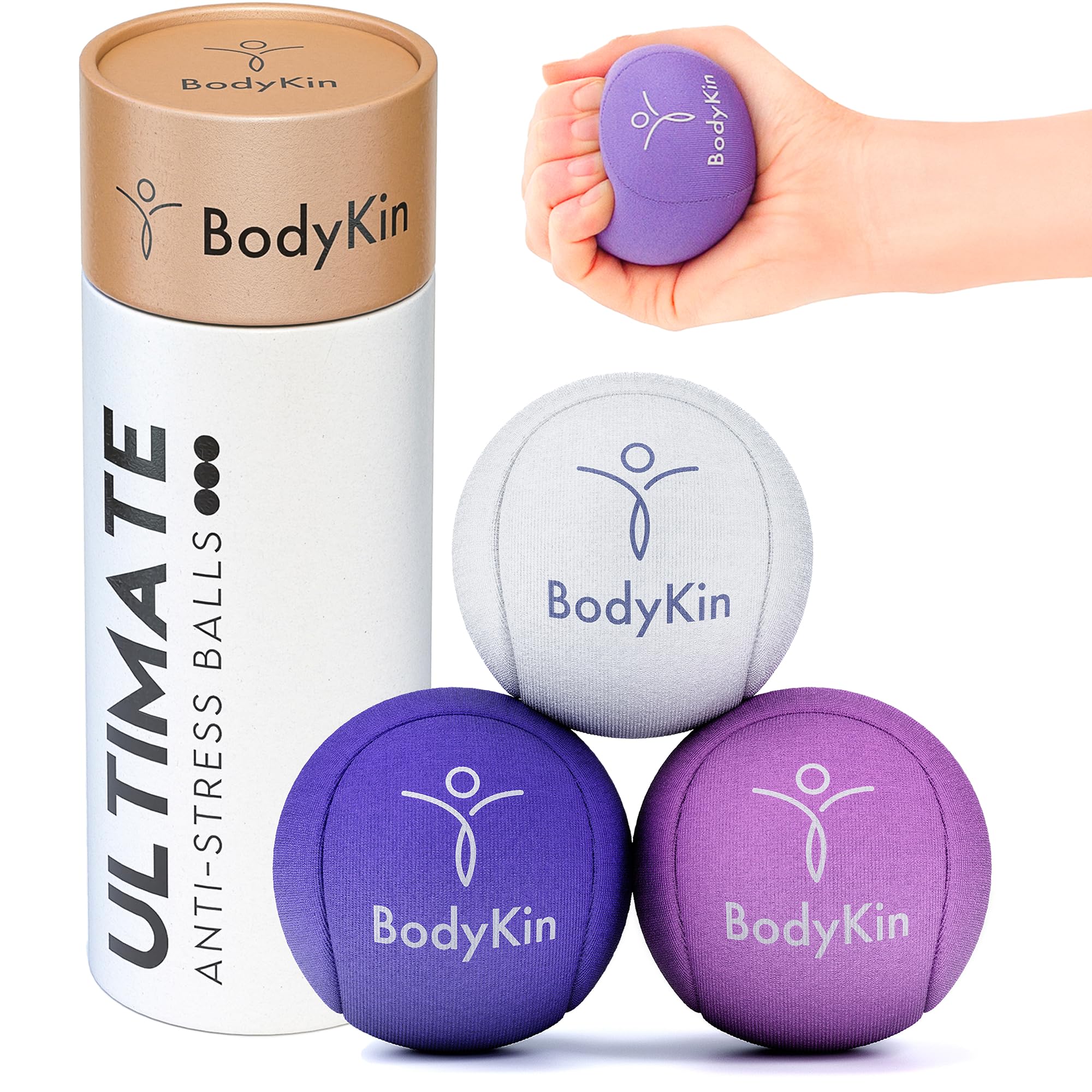 3 Balles Anti-stress Gimars Pour La Rééducation Des Mains - 3 Niveaux De Résistance, En Gel TPR, Diamètre 6 Cm