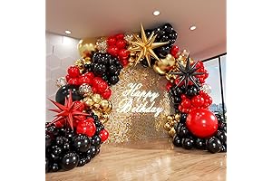 22-Inch Red Black and Gold Balloon Garland Kit Perfect for Superhero-themed Parties,...