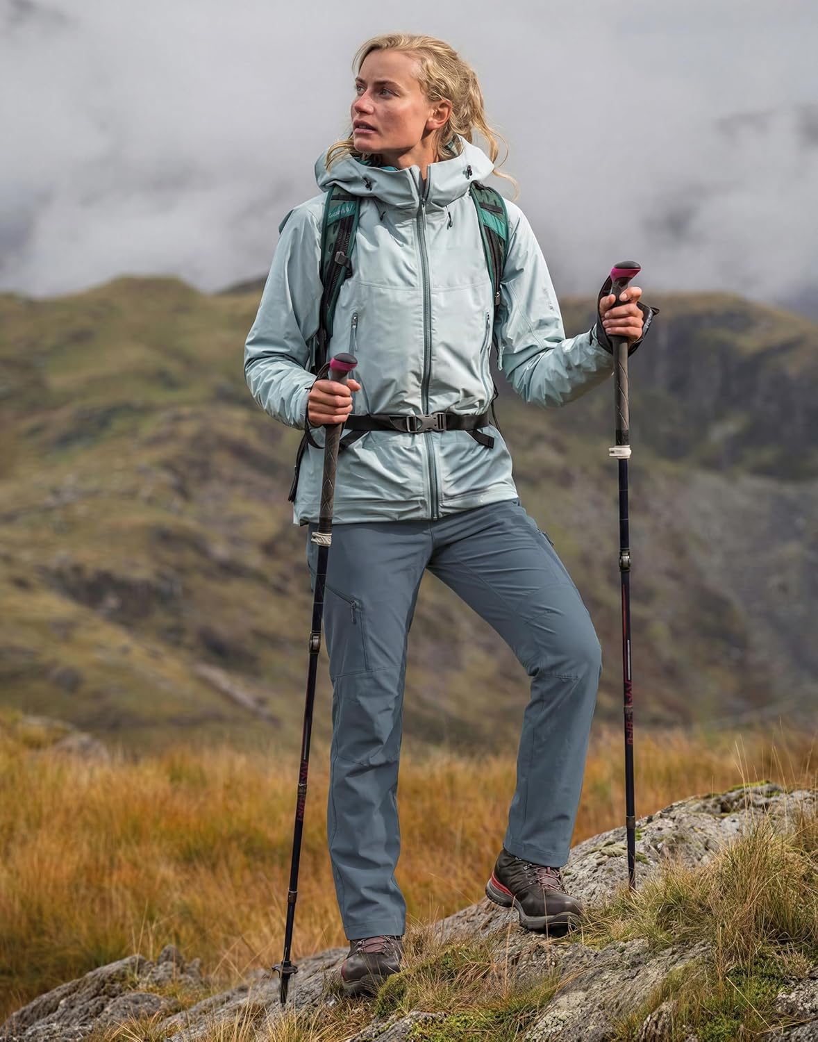 Pioneer Camp Women's Hiking Cargo Pants Water Resistant Ripstop with 4 Zip Pockets Quick Dry Climbing Softshell Trail Travel