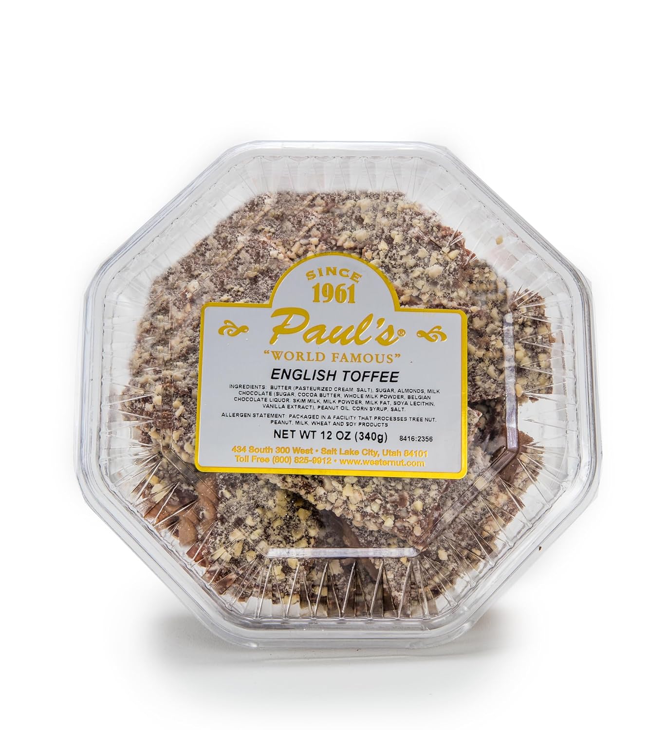 Western Nut Company Brittle Gift in 12oz Plastic Tray, Candy & Chocolate Gifts — English Toffee
