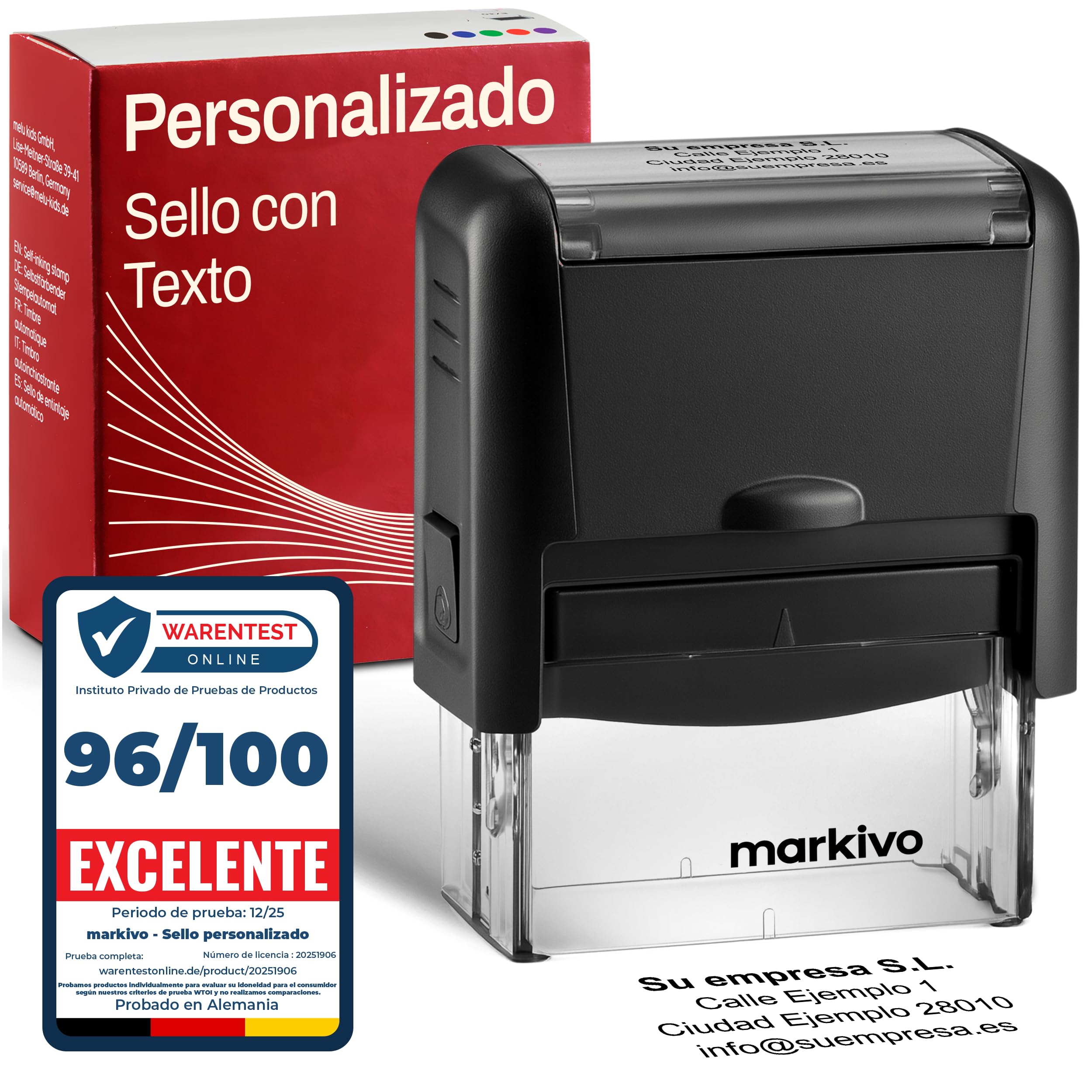 Sello Personalizado 47×18 mm para Empresas, Oficinas y Médicos – Negro (M)