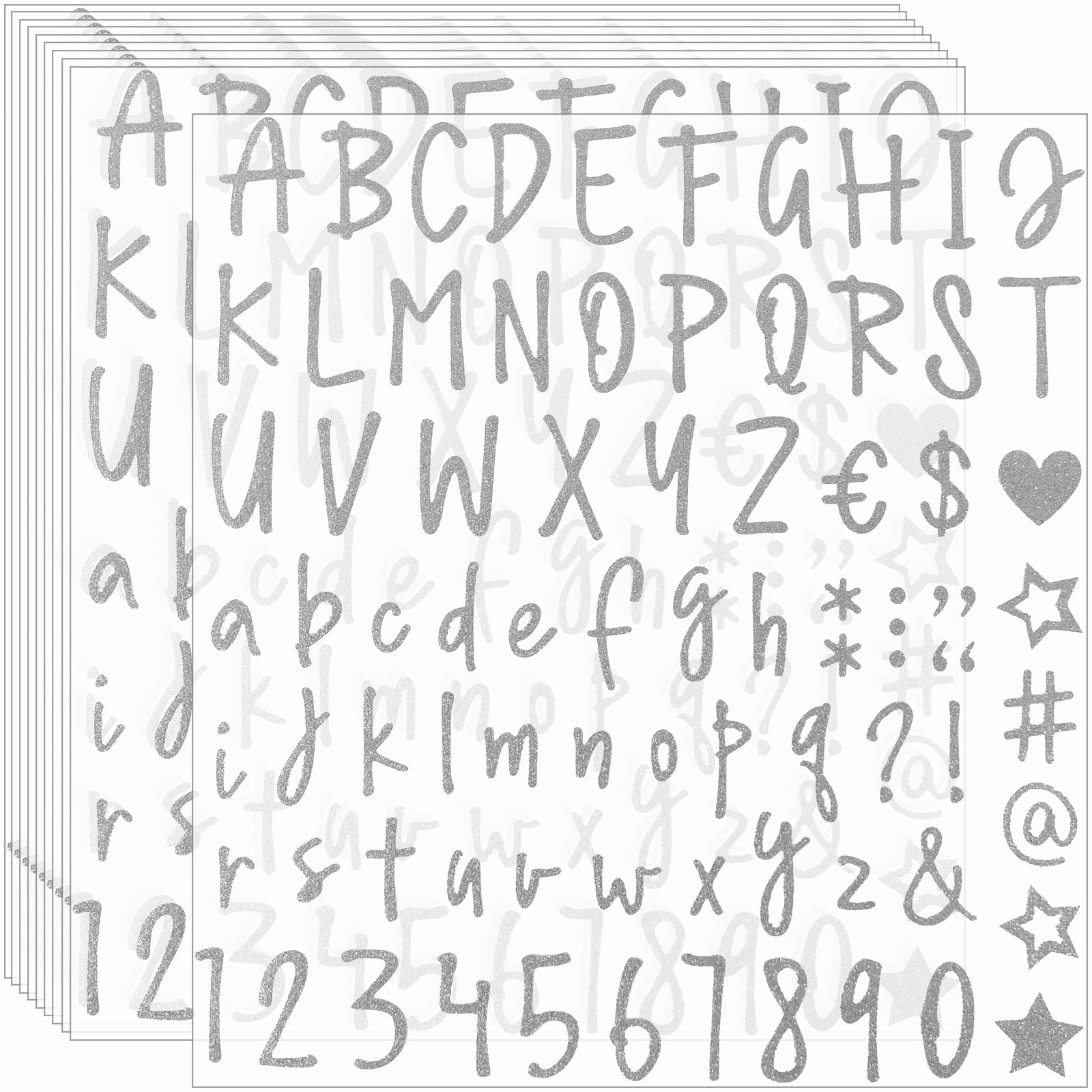 Waynoda Glitter Letter stickers 10 Sheets 810 Pieces Self-Adhesive Alphabet Number Stickers, Graduation Cap Letter Stickers for Sign, Mailbox,