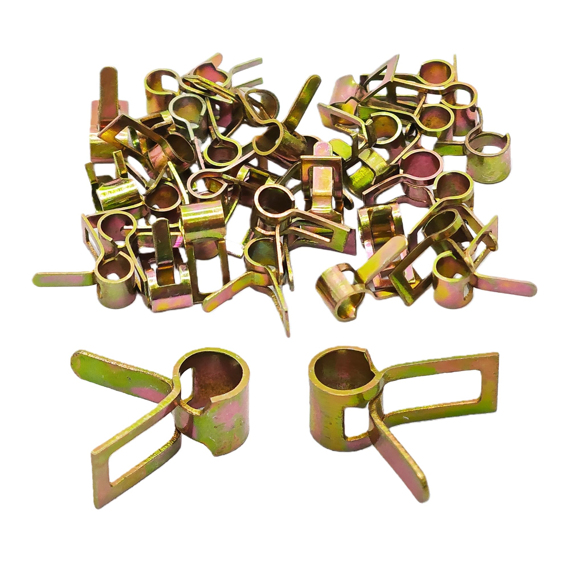 40Pcs 1/6inch Spring Band Type Fuel Hose Clamps, 4mm Silicone Vacuum Hose Pipe Clamp Fasteners, Water Pipe Air Tube Clamps, Fit 4.3-4.5mm OD Hose