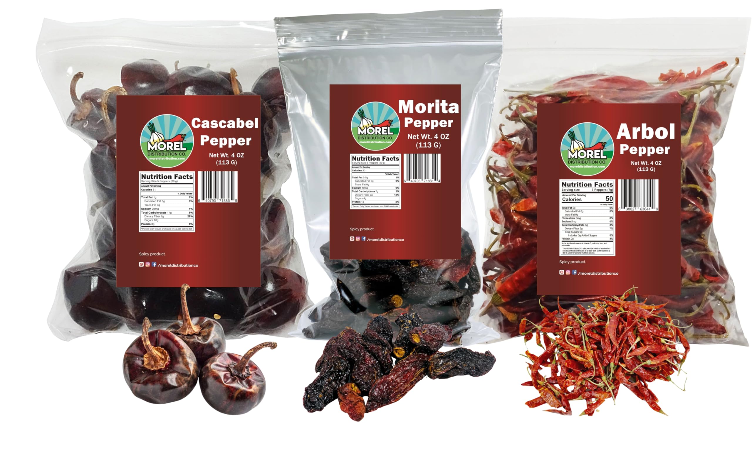 Sponsored Ad - Dried Chile Peppers Variety Pack (12 oz Total) Cascabel Chiles, Morita Chiles and Arbol Chiles – Salsa Trio Peppers. (Salsa Trio Pack)