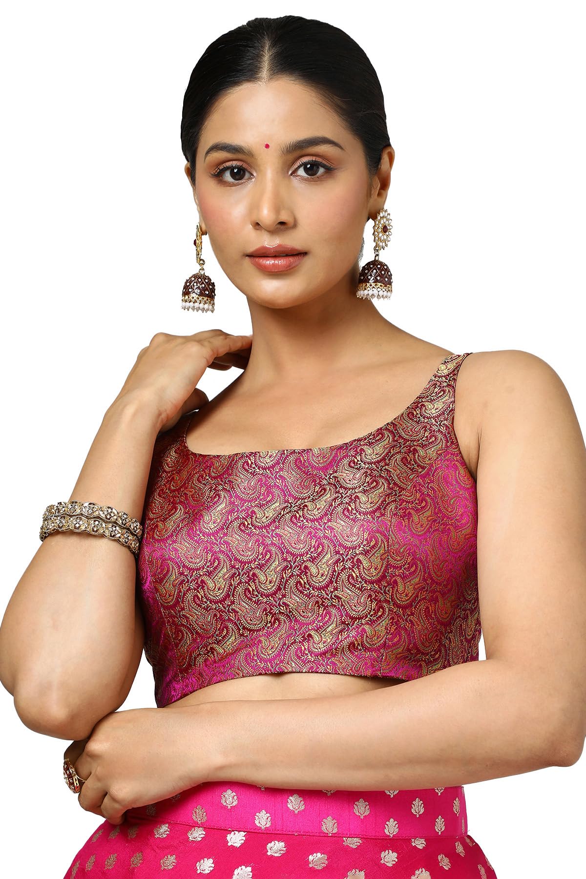 soch Women's Tussar Sleeveless Woven Designs Blouse-picture-35