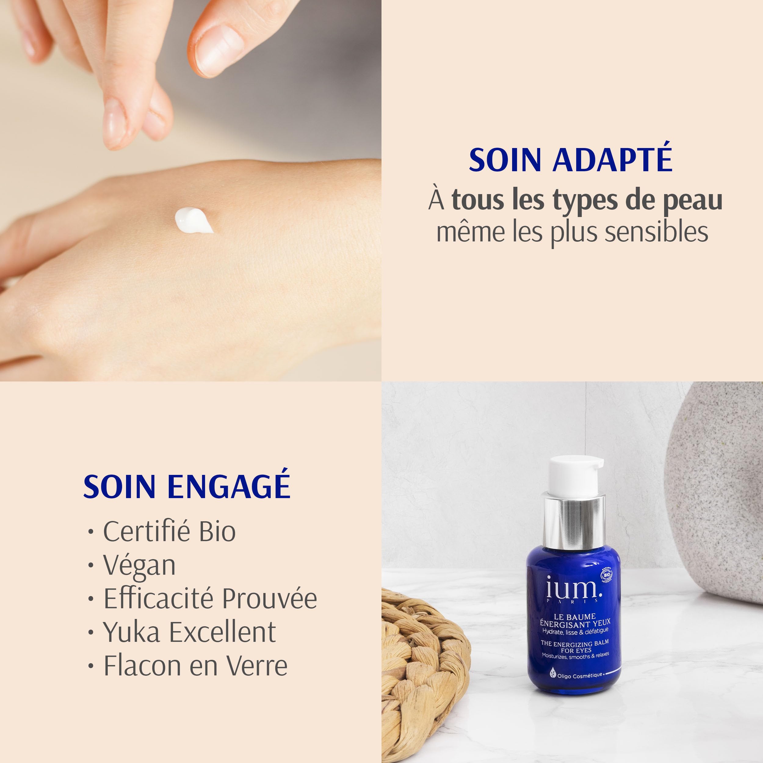 Crème Contour des Yeux Bio | Anti-Cernes & Anti-Poches | Magnésium & Zinc | Soin Regard Anti-Âge | 30ml | IUM Paris
