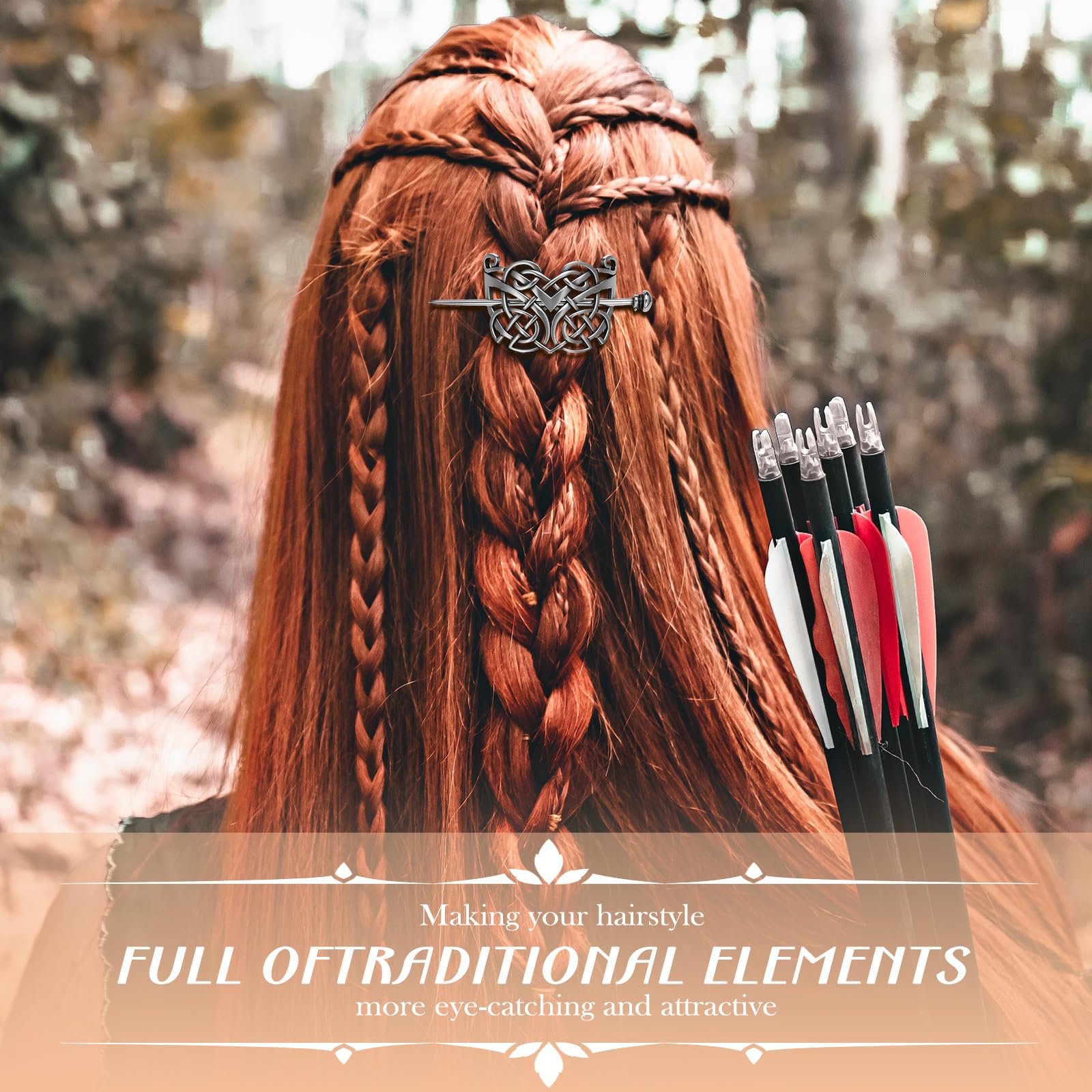 Syhood 8 Pcs Viking Celtic Hair Clips Vintage Knot Hair Stick Retro Silver Metal Celtic Barrette Hairpins Viking Jewelry Accessories for Women (Classic)