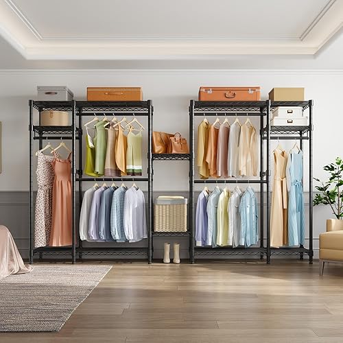 Miniatura 6 de VIPEK V22 - Perchero extra grande para ropa, portátil, con 6 barras para colgar y 8 estantes, 104.5 pulgadas de largo x 16.5 pulgadas de ancho x