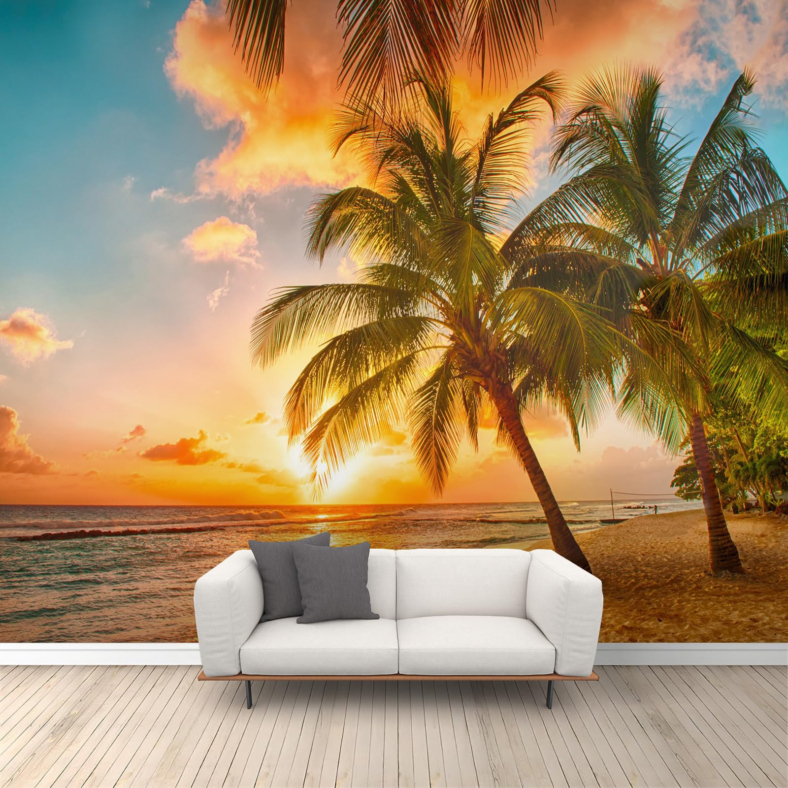 Coucher de soleil et plage de rêve en papier peint mural pour votre chambre