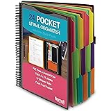 Samsill Spiral Folder Organizer - 12 Dividers & 24 Pockets with Zipper Pouch, Multi Pocket Color Cordinated Folder Binder with Customizable Tabs, Document Organizer (Fashion) Single 12 Dividers Fashion