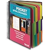 Samsill Spiral Folder Organizer - 12 Dividers & 24 Pockets with Zipper Pouch, Multi Pocket Color Cordinated Folder Binder with Customizable Tabs, Document Organizer (Fashion)