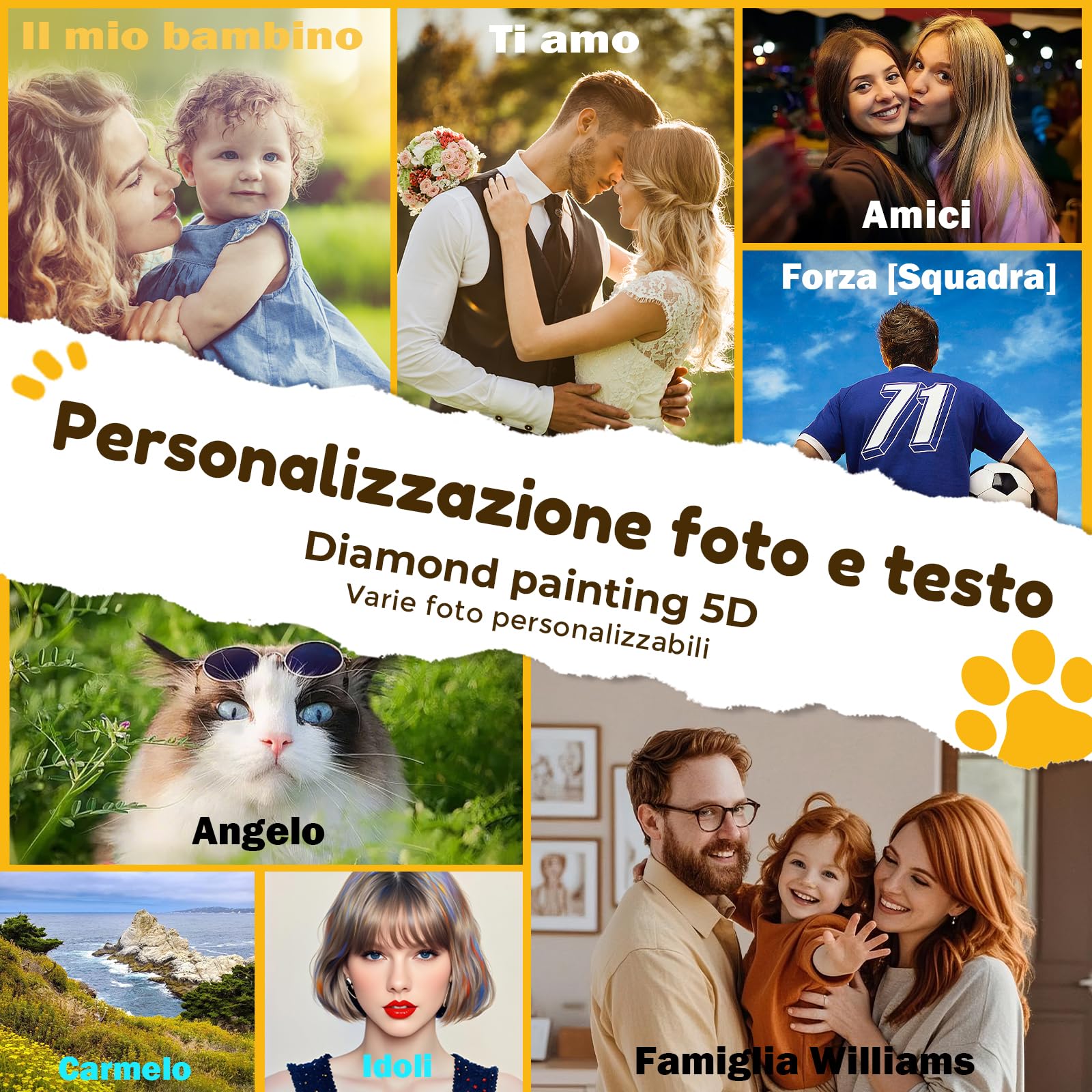Bemaystar Diamond Painting Personalizzato con Texto - Personalizzata con Diamanti Diamond Painting Kit Completo Quadri con Perline Pittura Diamante Quadro Personalizzato con Foto - 60x80