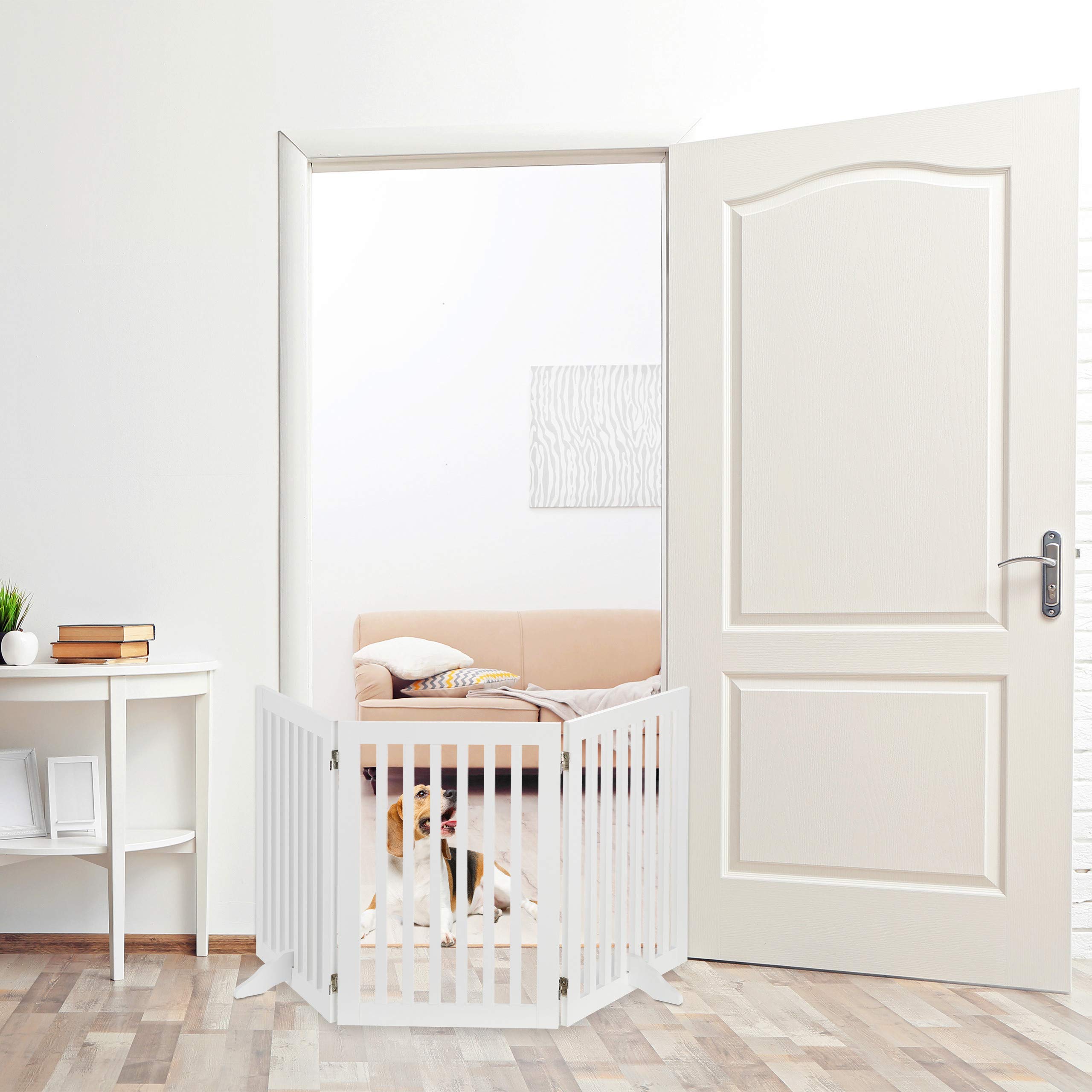 Relaxdays Barrera de Seguridad, Reja Ajustable para Perros, 1 Ud., 70x154 cm, Protector de Chimenea, MDF, Blanco