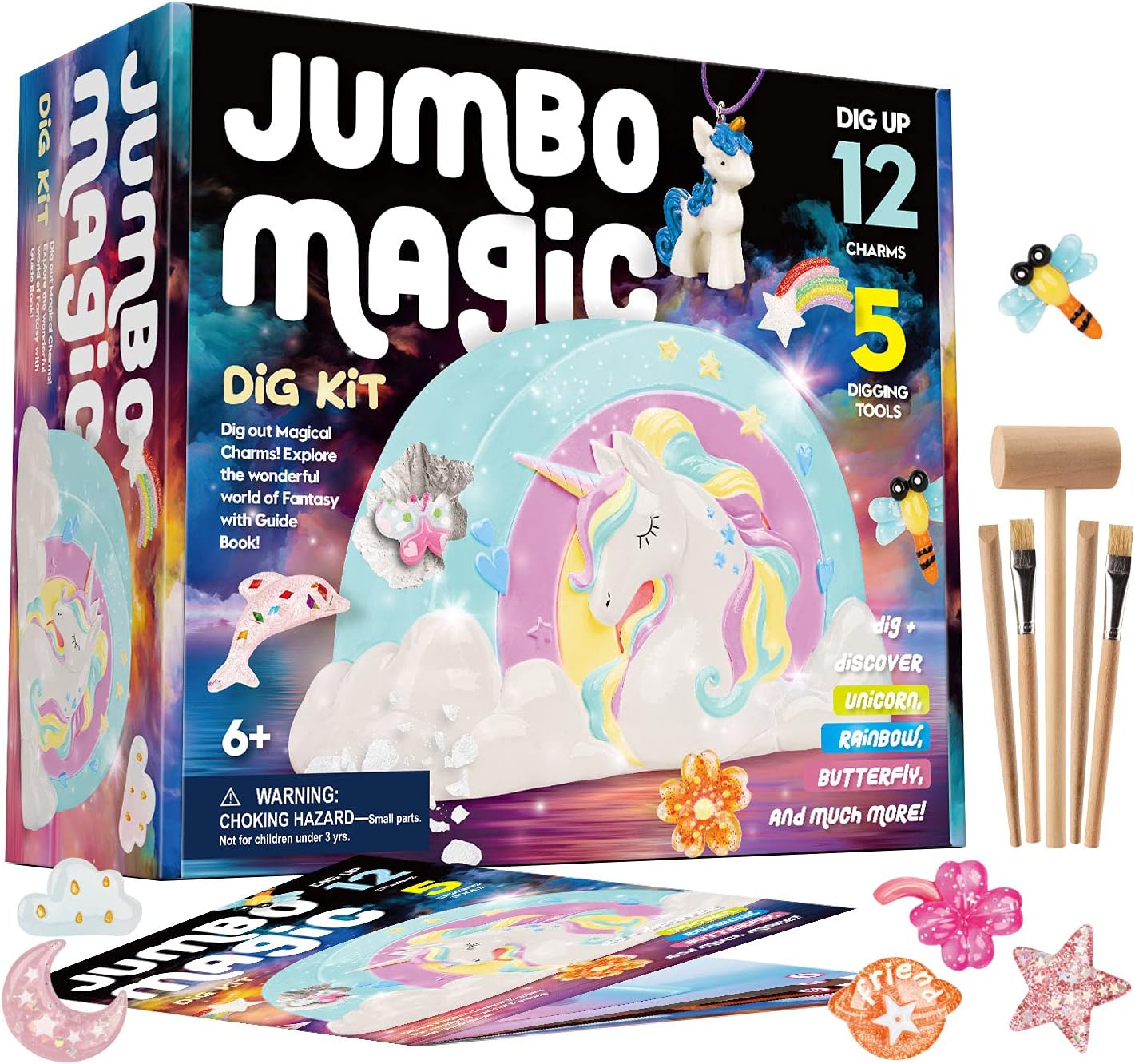 XXTOYS Jumbo Magic Dig Kit – Unicorn Dig Kit, Dig Out 12 Charms, Dolphin, Butterfly - Mermaid Toys, Great Party Supplies, Birthday Gifts for Girls & Boys, Science Excavation Toys for Kids