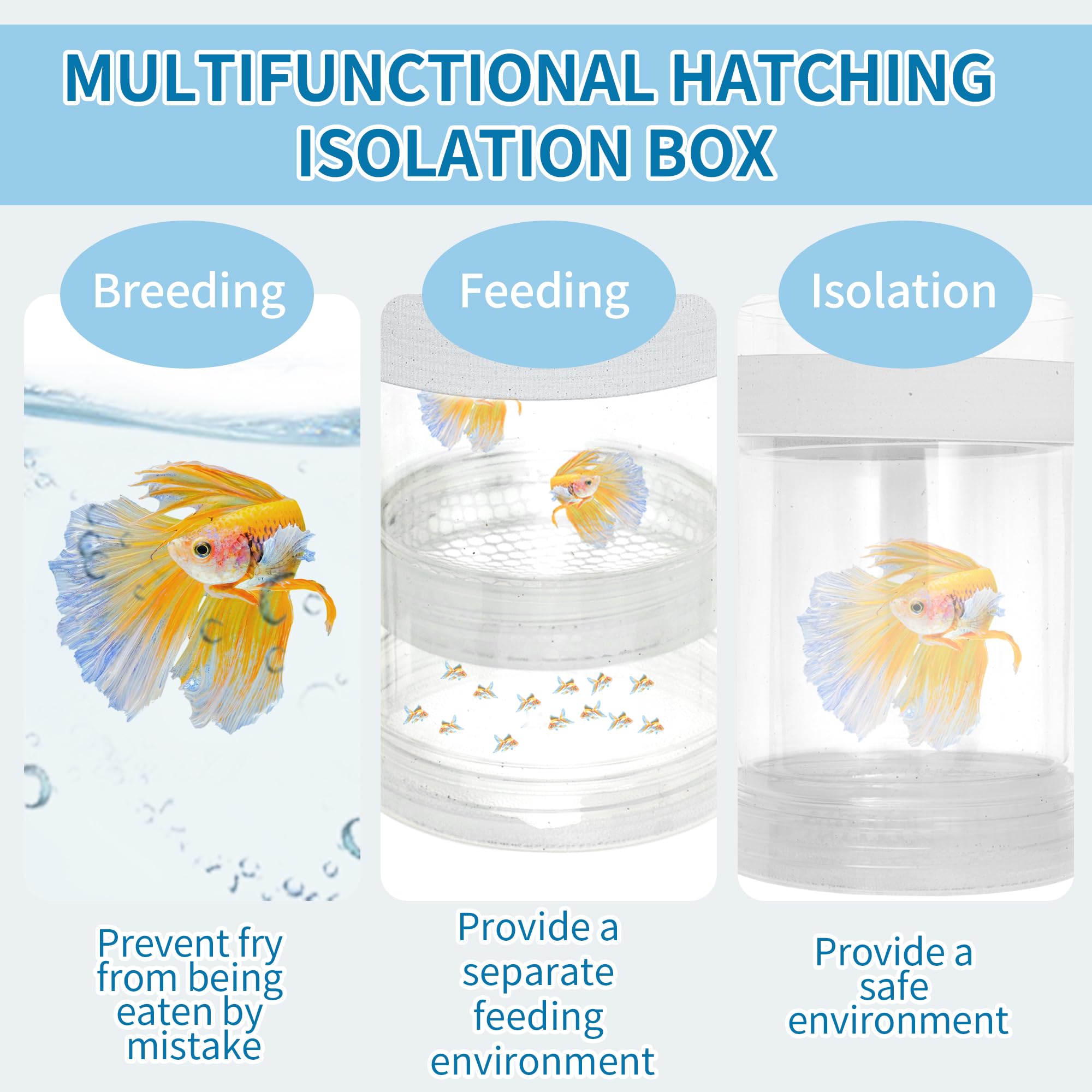 CAPASTEC Suspensions Breeder Box, Floating Mesh Isolation Fish Tank Separator Set, Ideal for Aquatic Pets Small, White, 1 Set - Image 3