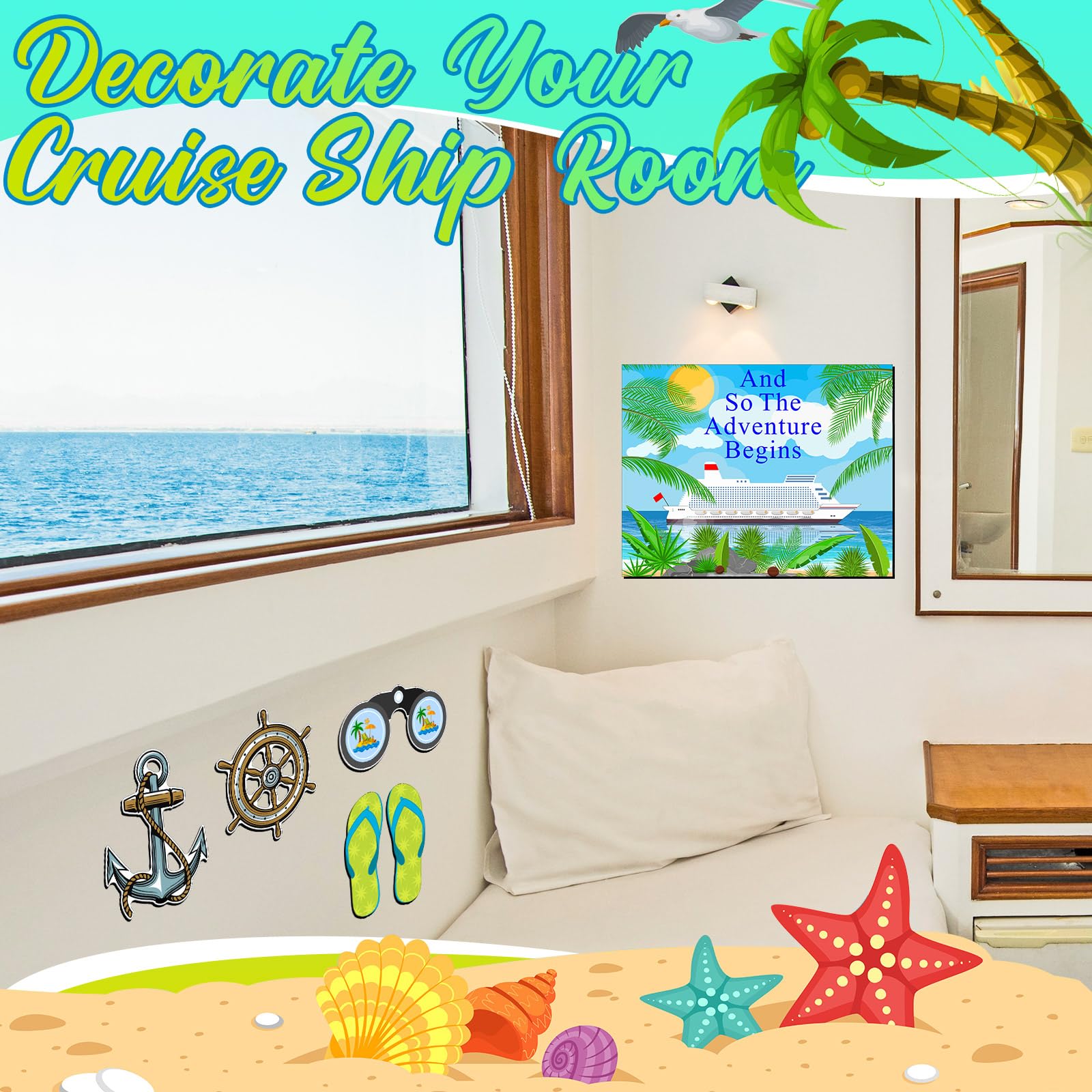 26-Piece Summer Cruise Door Magnets Set – Tropical Hawaii Theme, For Cabin Doors, Fridge, Car & Metal Surfaces - View #8