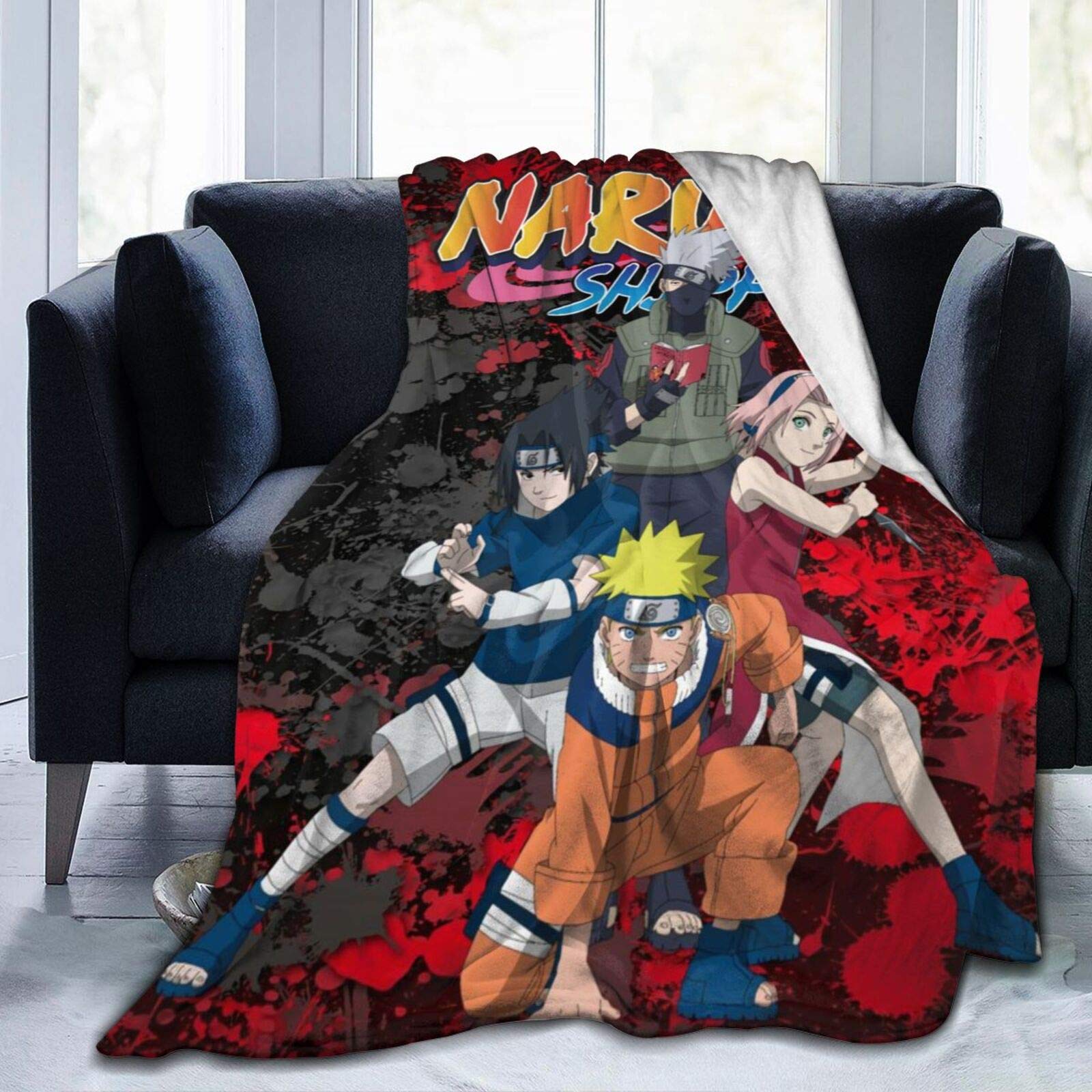 JooKrrix Flannel Fleece Fluffy Blanket, Durable Extra Large Throw Blanket, Naruto Character Poster, Wrinkle-Resistant Skin-Friendly Throws for All Season,Chair,Outdoor,80x60 inches