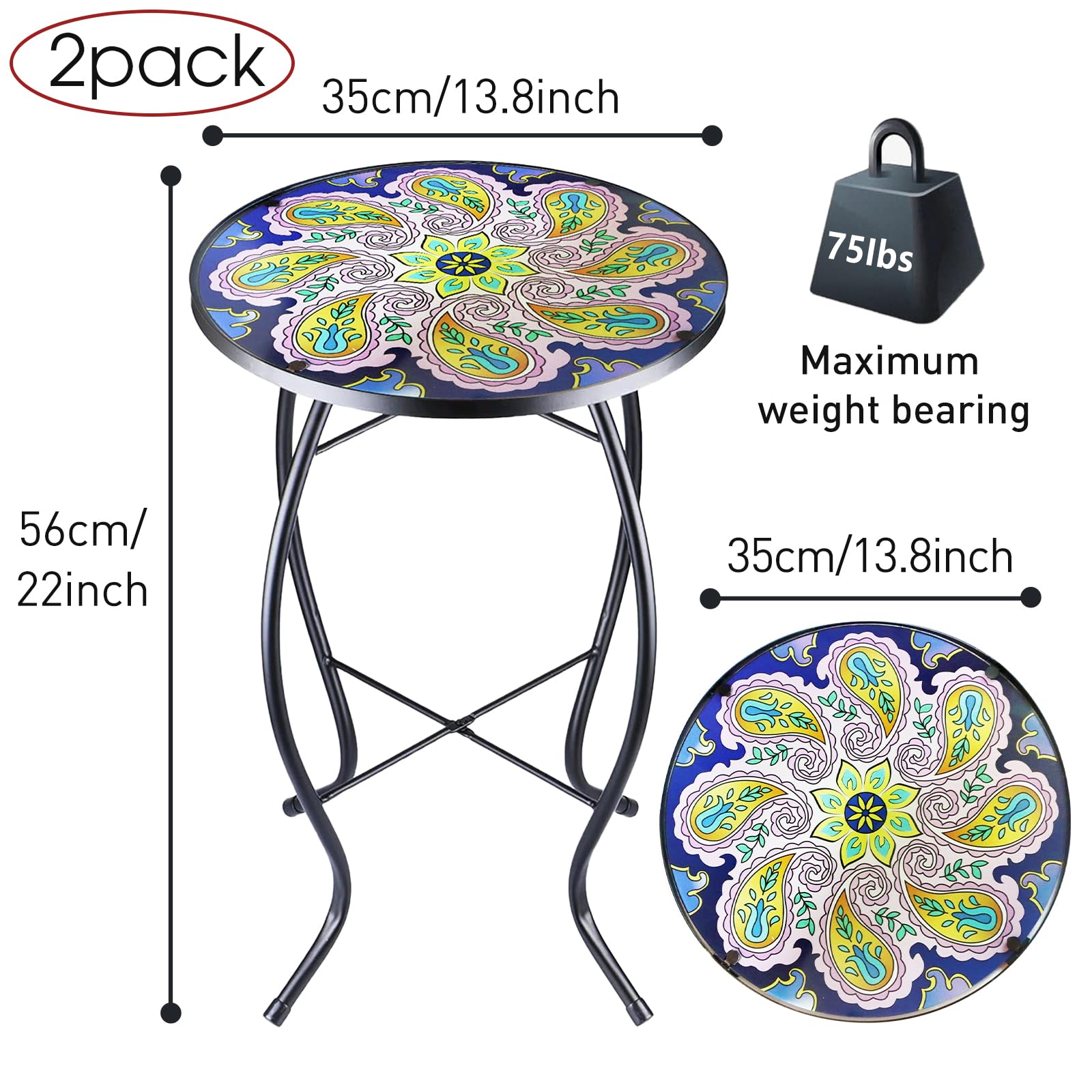 Amazon.com: Arbuxzuy 2PCS 12 Inch Small Outdoor Side Table with