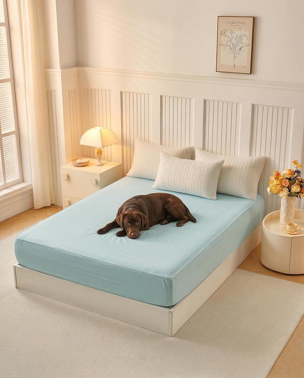 Cooling Mattress Protector King Waterproof - Breathable Cover 3D Air Mesh 16" Deep Pocket Fitted Sheet - Noiseless Bed Pad for Hot Sleepers Pets Kids