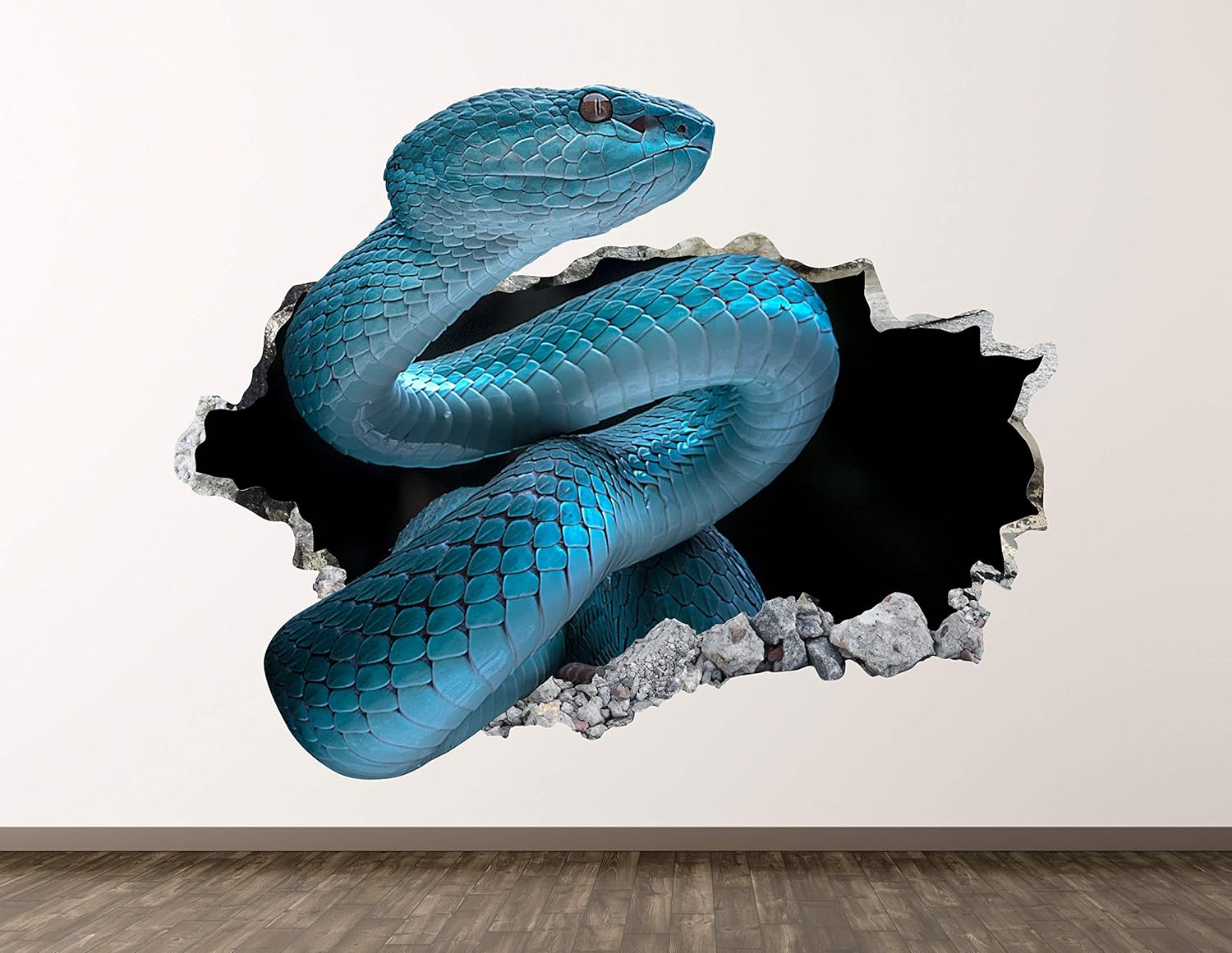 Forest Snake Wall Decal Art Decor 3D Smashed Venomous Animal Sticker Poster Kids Room Mural Custom Gift BL1102 (70" W x 40" H)