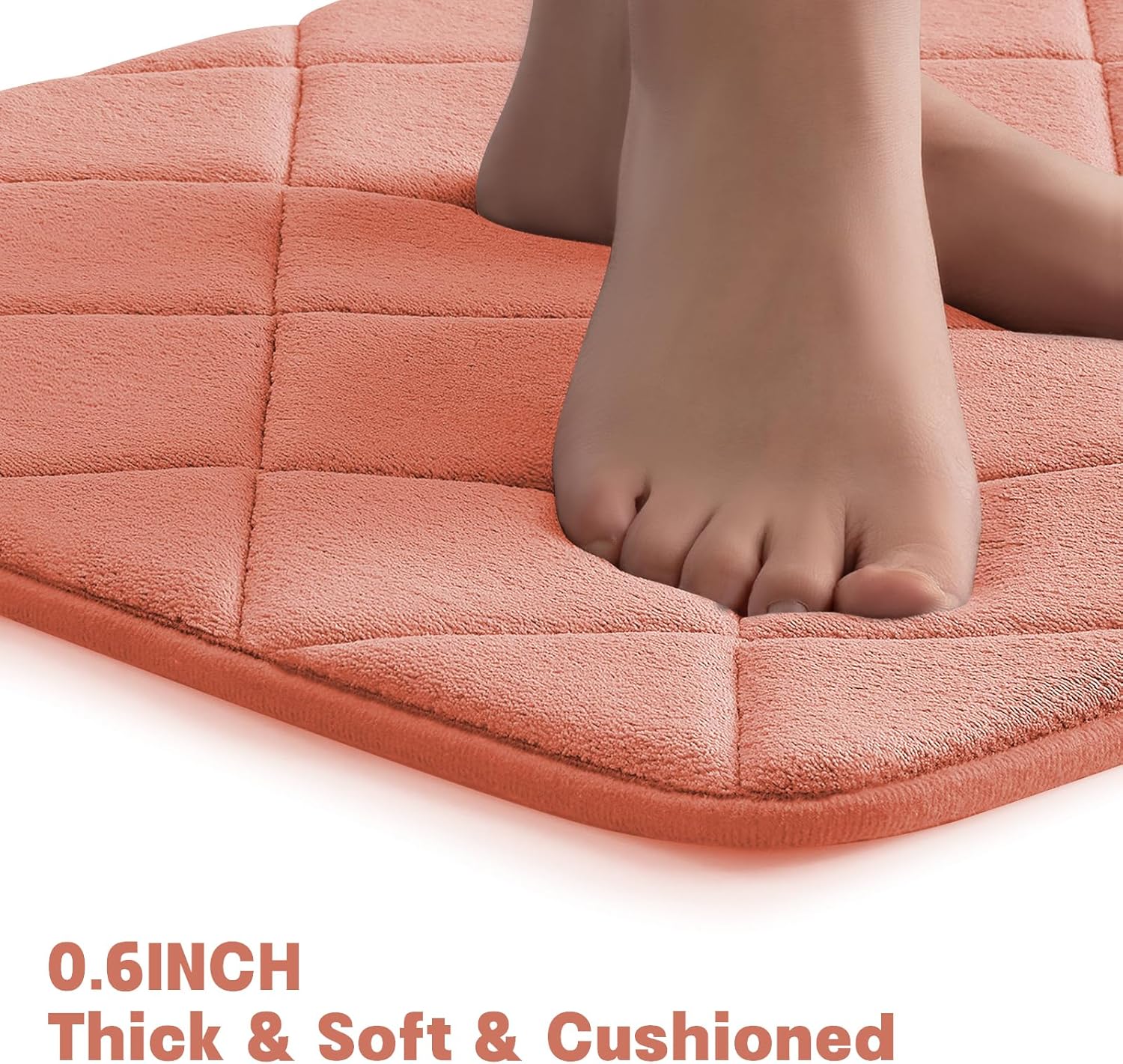 YIHOUSE Memory Foam Bathroom Rugs Set - Ultra Soft Bath Mats for Bath Floor, Orange U Shaped Shower Mat Set of 2
