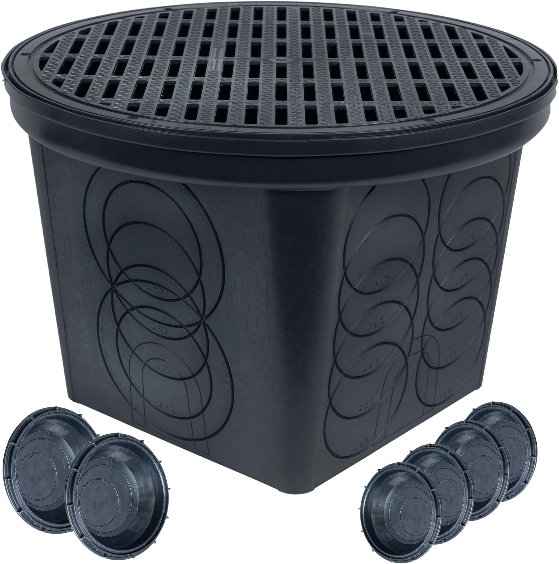 StormDrain FSD-3017-20BKIT-6 20-in. Large Round Catch Basin with Black Grate Kit