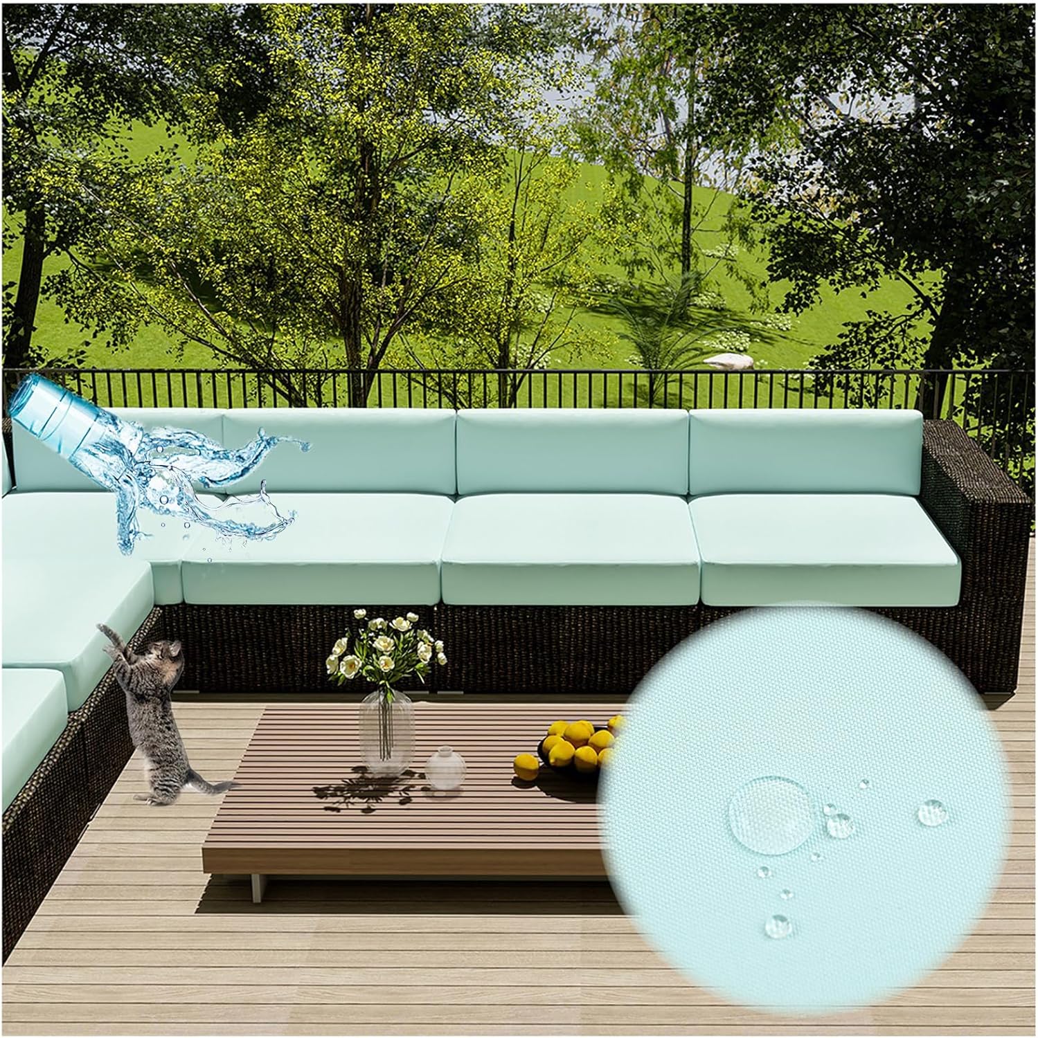 Replacement Seat Pads Cover & Cushions Cover Water Resistant, Seat Cushion Cover Pad Outdoor Indoor for Outdoor Patio Garden Seating (No Cushion Included) (L,60x60cm(6PCS))