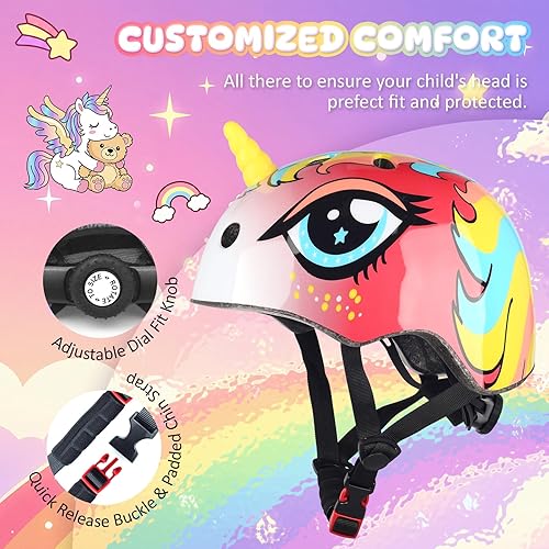 Miniatura 18 de Casco de bicicleta para niños pequeños, ajustable y multideportivo para niños y niñas, 2 tamaños