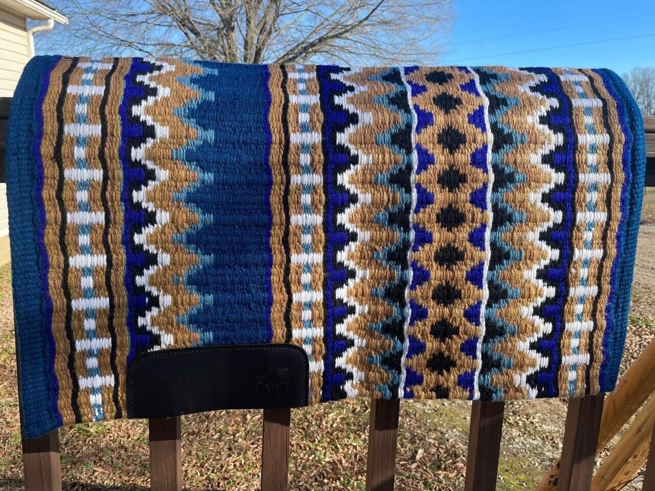 Horse Western Ranch Sottosella/Coperta da sella Western in lana neozelandese con imbottitura in lana con sensore Flex (personalizzazione disponibile) AD42 (34" x 36")