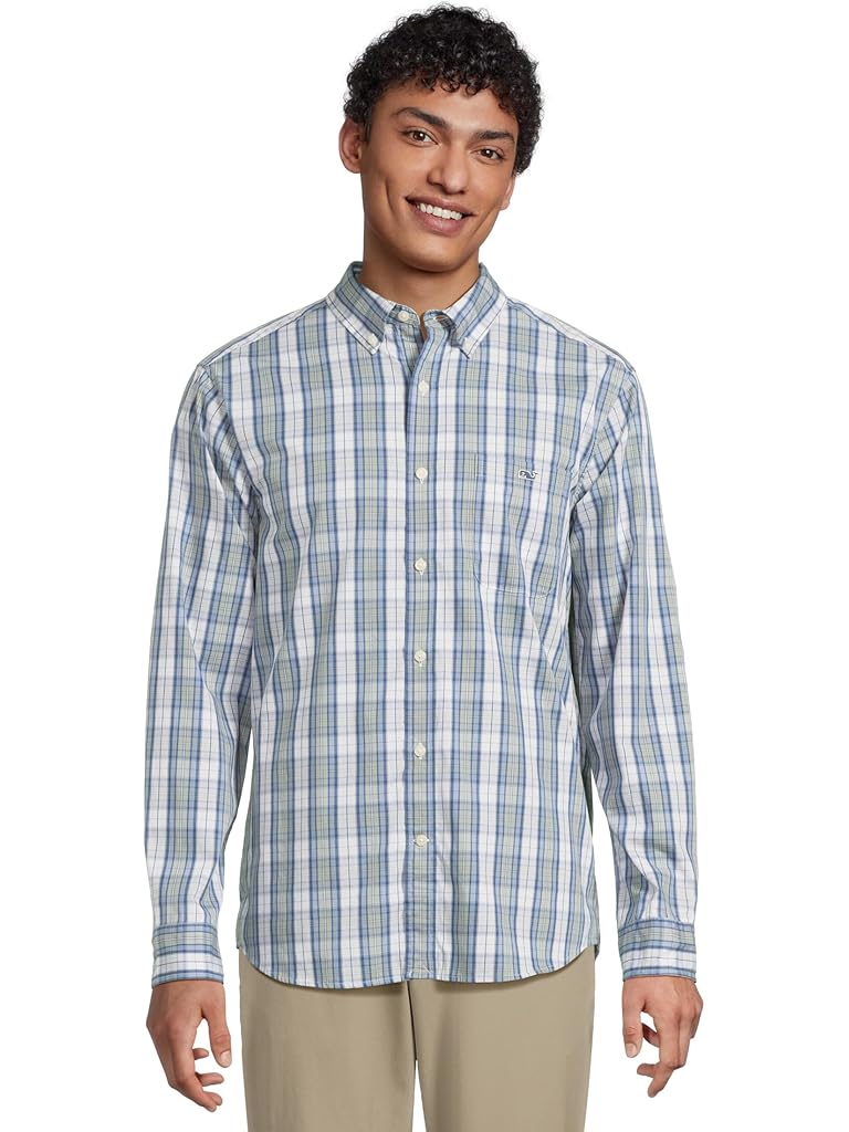 Gray Vineyard Vines Washashore Plaid Perfect Wash Poplin Shirt
