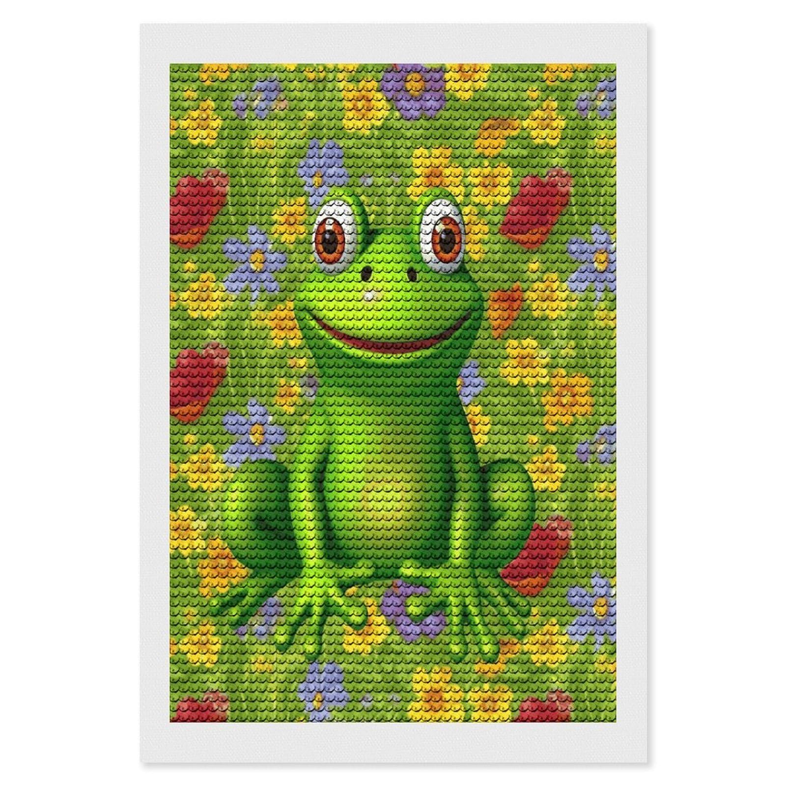 FodPand Frog Diamond Art Kits for Adults Diamond Painting Kits for Beginner 5D DIY Full Round Drill Diamond Dot Painting Gem Art Crafts for Home Wall Decor