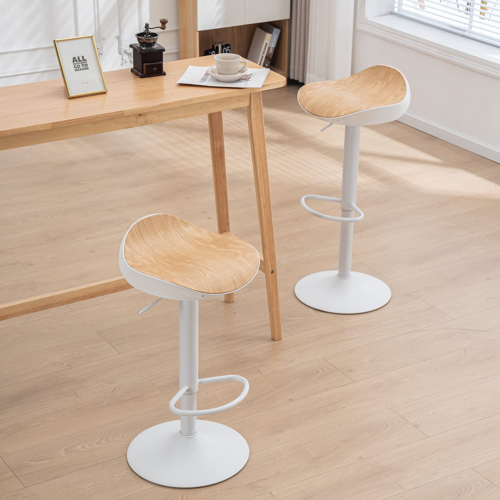 Amazon｜Baolande 白 カウンターチェア 2脚セット 回転 昇降式